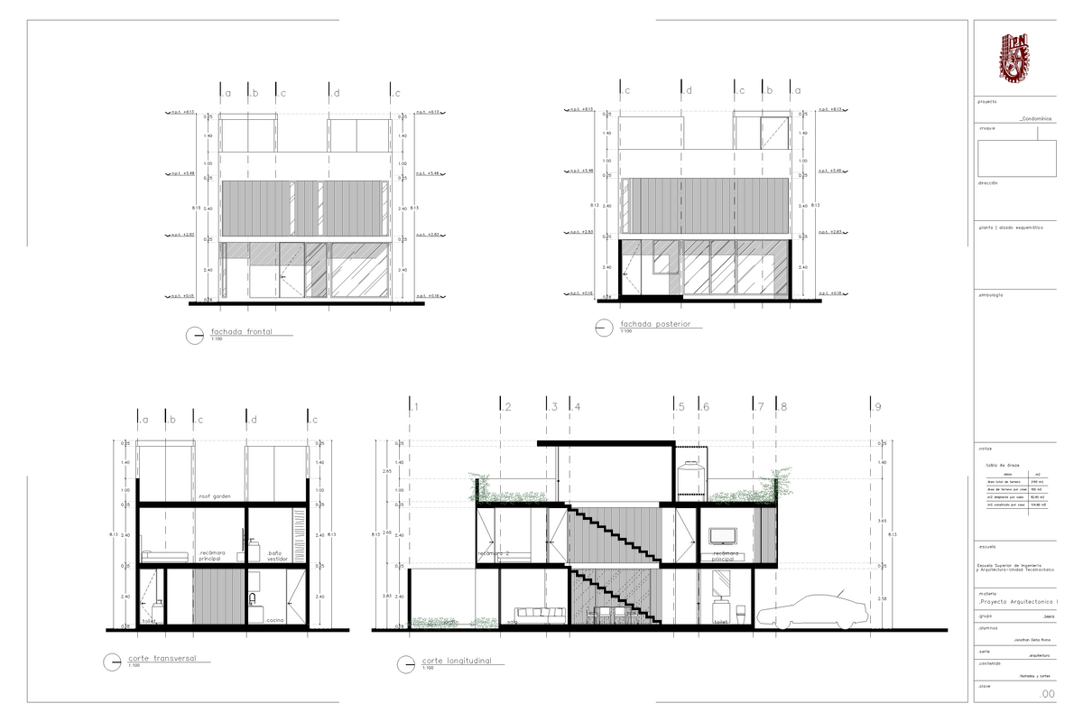 03 fachadas - son cortes y fchadas de una casa habitacion de 2 niveles -  Proyecto arquitectonico - Studocu