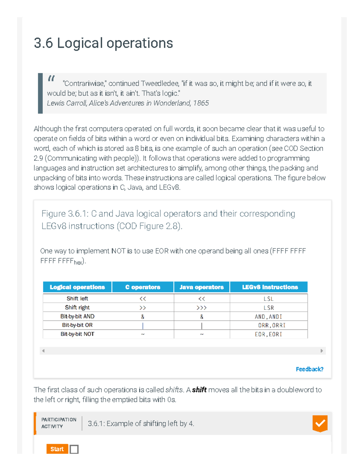 3.6. Logical operations - 3 Logical operations “ "Contrariwise ...