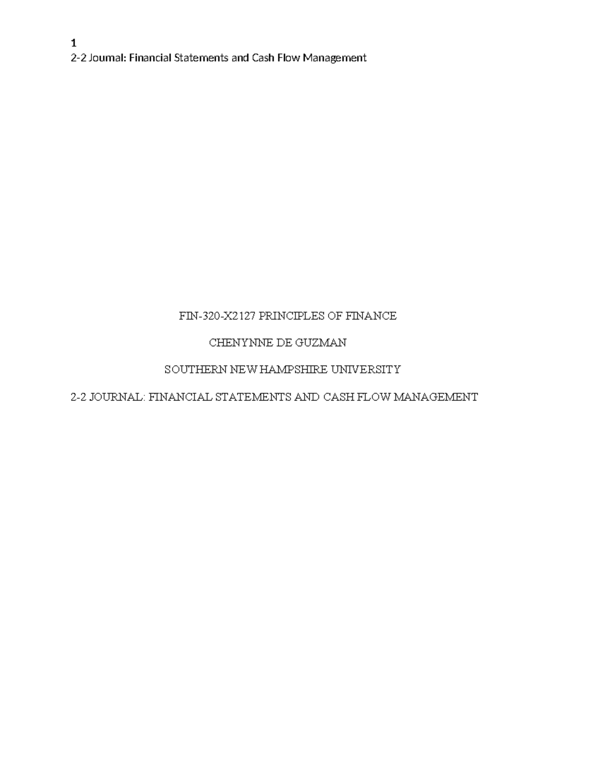 2-2 Journal- Financial Statements and Cash Flow Management - 2-2 ...