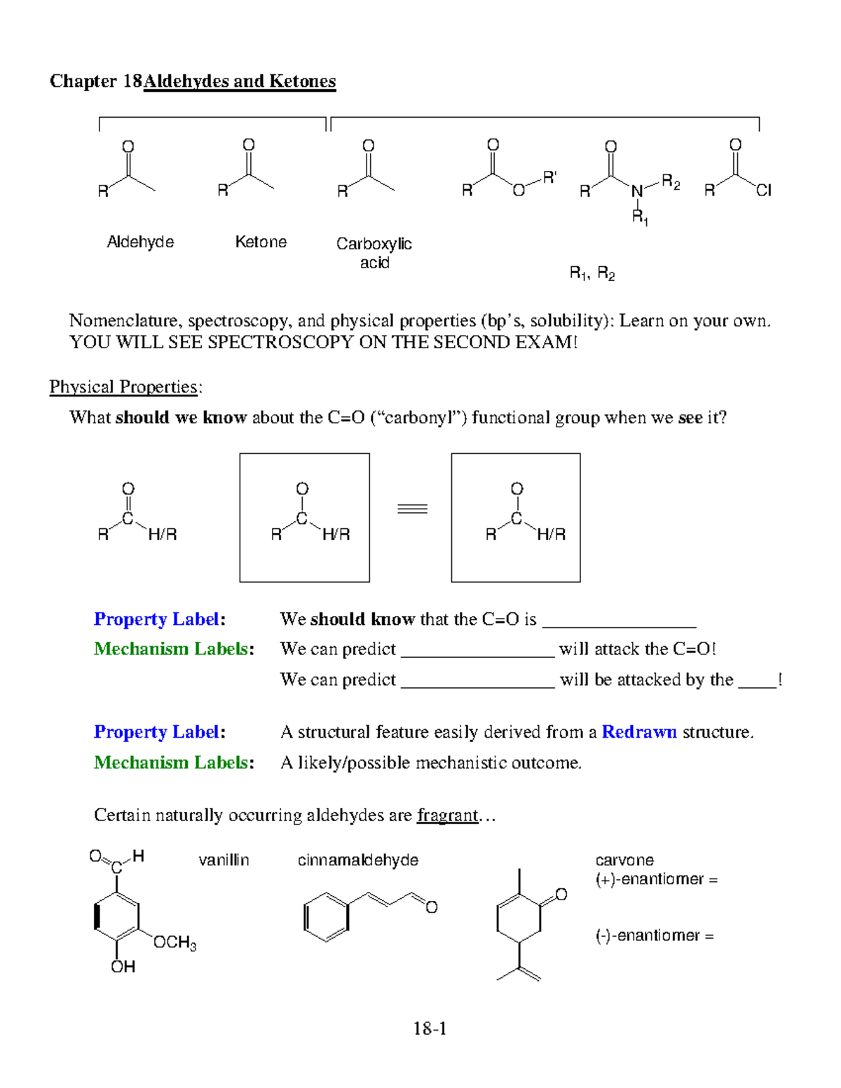 Wade Ch18 2014 Lecture Notes 18 Chapter 18 Aldehydes And Ketones