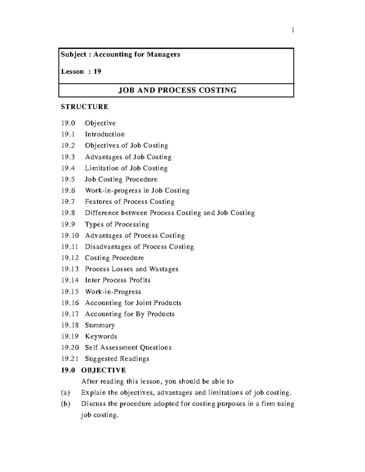 Chapter 19 Financial accounting Subject Accounting for Managers