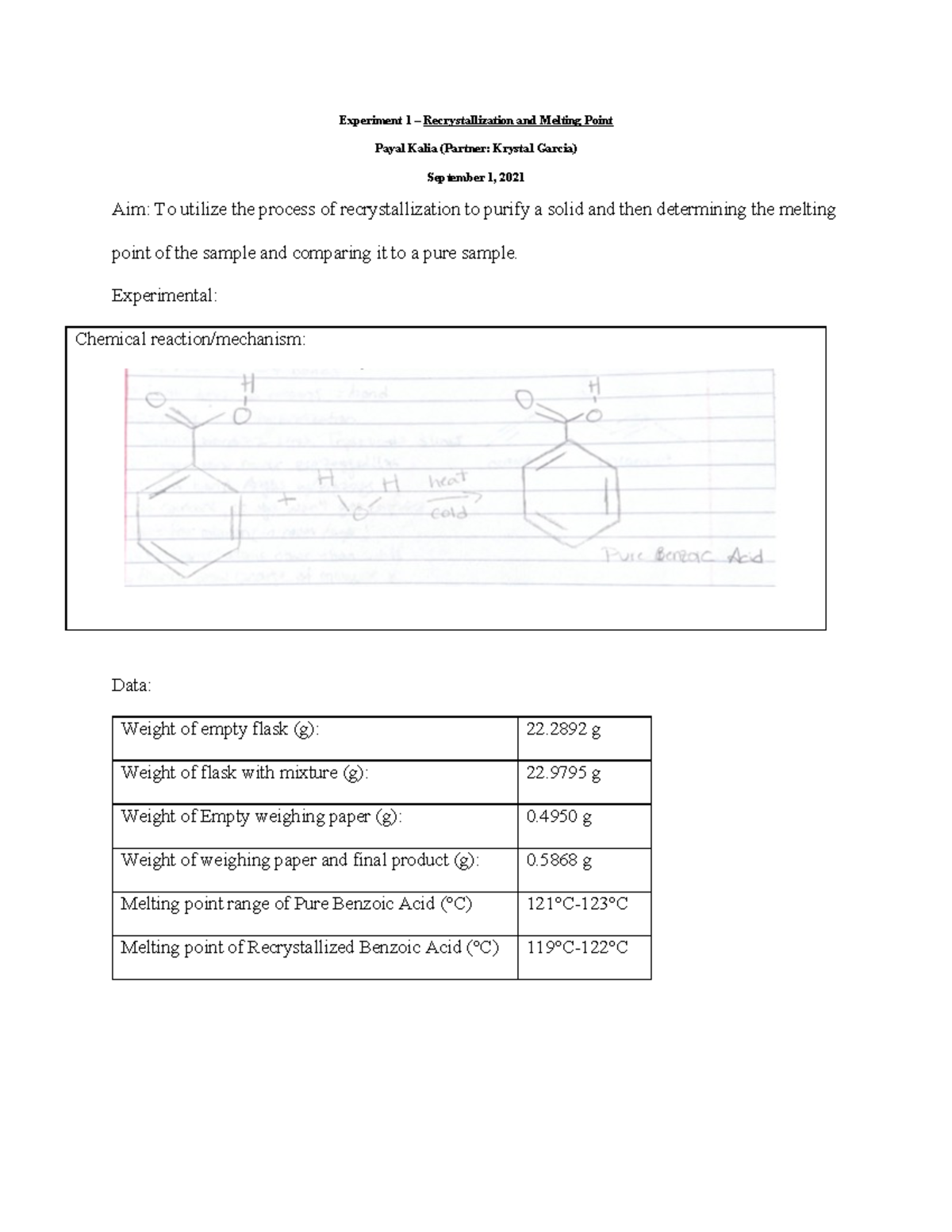 Organic Chemistry Experiment 1 - Experiment 1 3 Recrystallization And ...