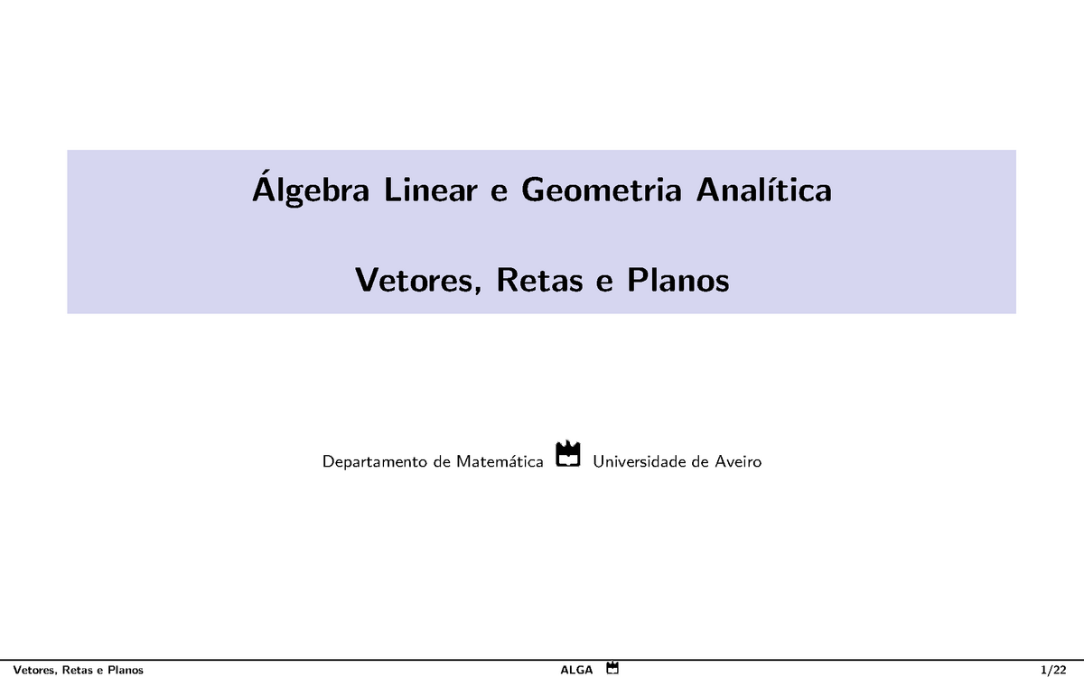 Cap3 Retas Eplanos ́ Algebra Linear E Geometria Anal ́ıtica Vetores Retas E Planos 2791