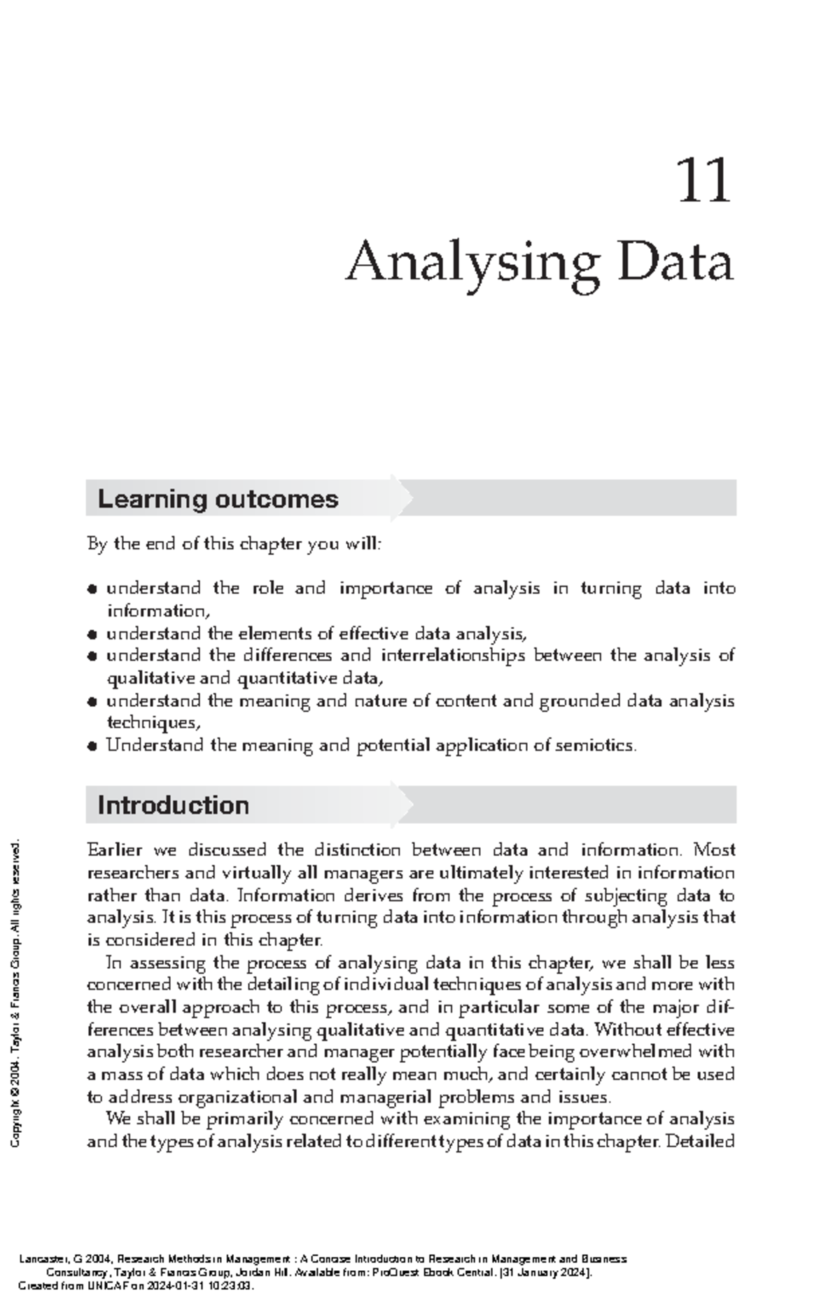 Research Methods in Management A Concise Introduct - 11 Analysing Data ...