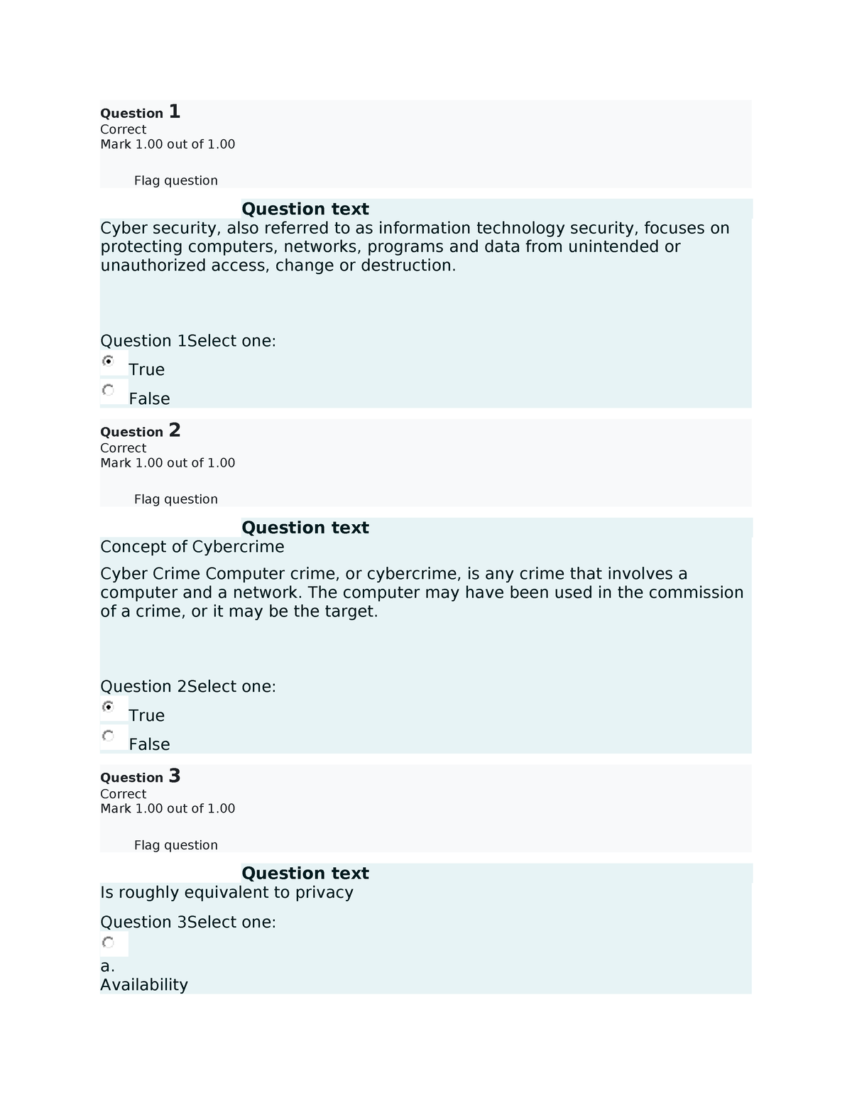 IT6205A Information Assurance AND Security 1 Prelim QUIZ 1 - Question 1 ...