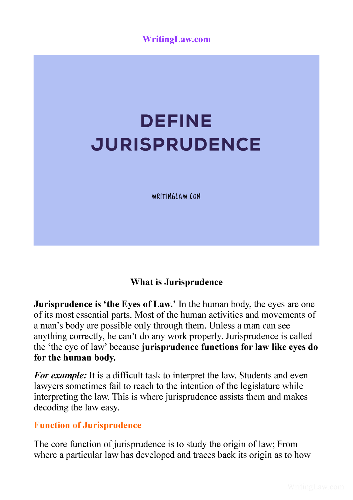 What Is Jurisprudence Writinglaw What Is Jurisprudence Jurisprudence Is ‘the Eyes Of Law In 4224