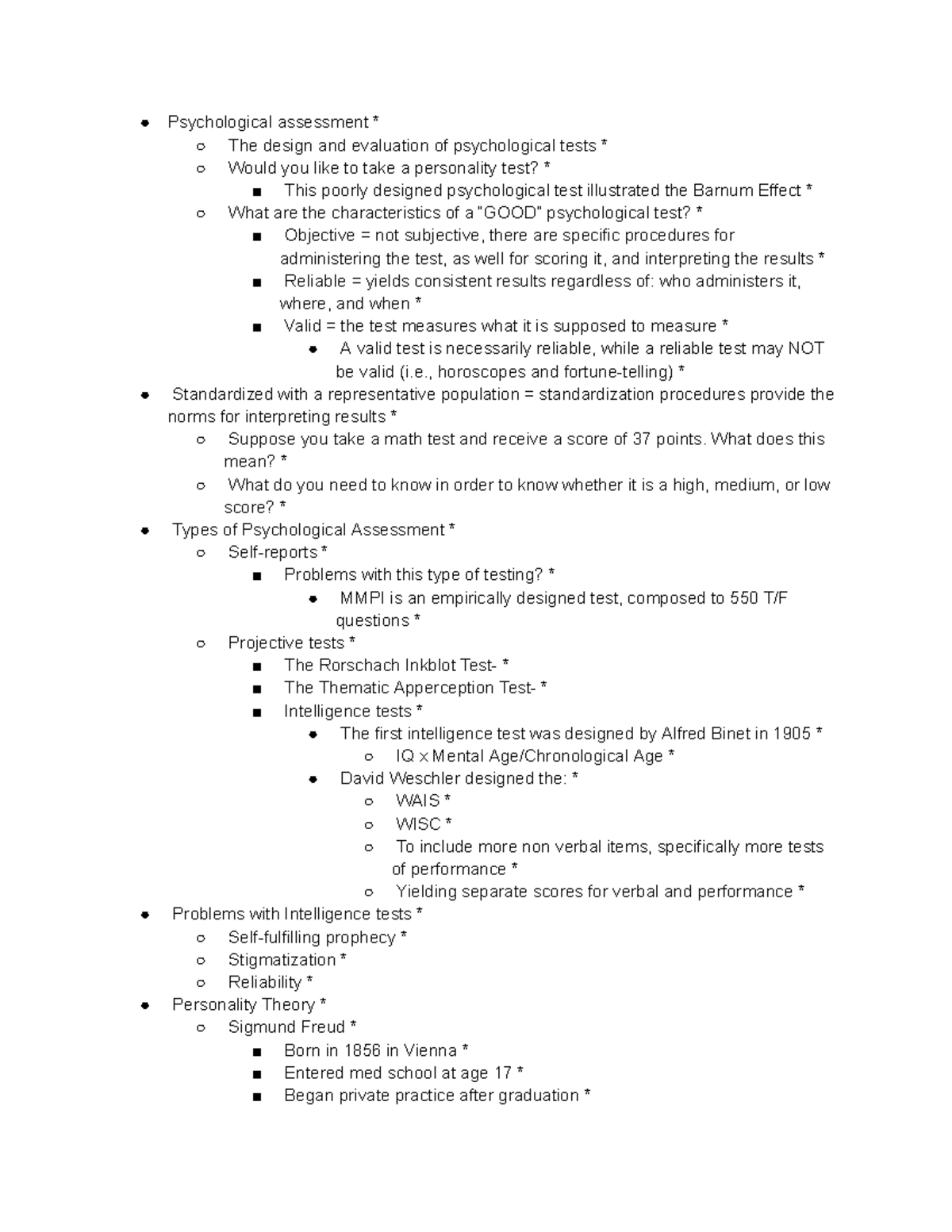 Quiz 9 notes psy 113 - Psychological assessment * The design and ...