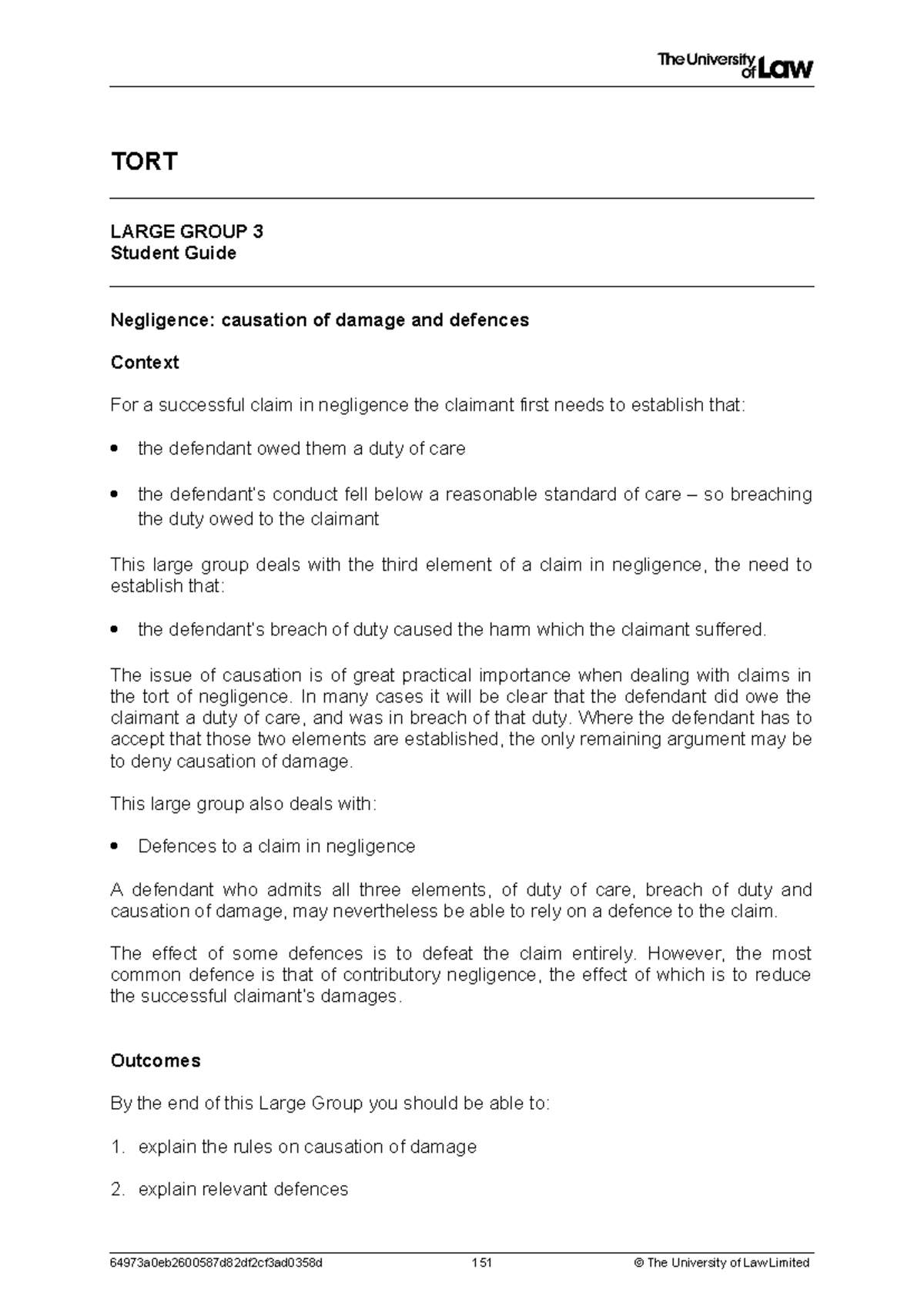 TL Large Group 3 - TORT LARGE GROUP 3 Student Guide Negligence ...