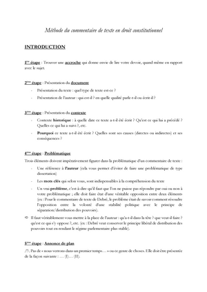 Methode Du Commentaire De Texte En Droit Constitutionnel Methode Du Commentaire De Texte En Droit Studocu