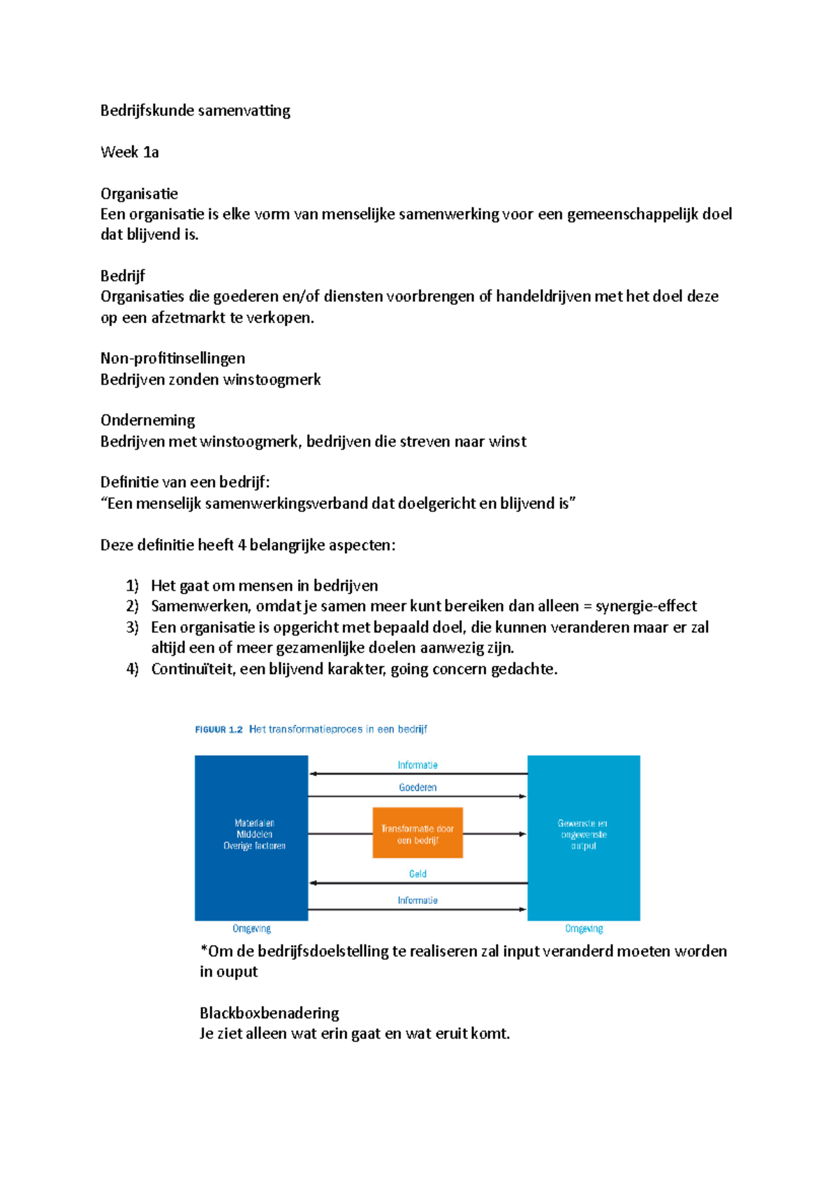 Bedrijfskunde Blok 1 Samenvatting - Bedrijfskunde Samenvatting Week 1a ...