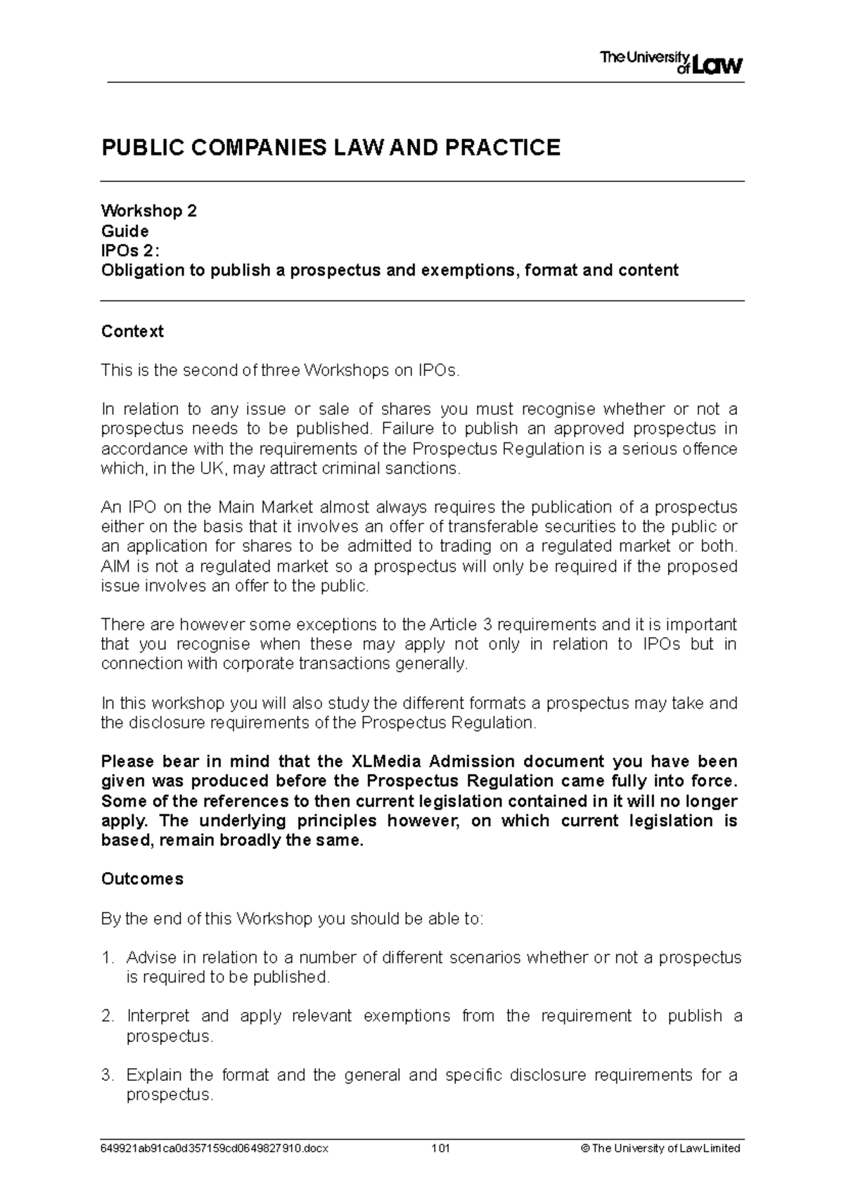 1920 pub ws02 ce01 guide - PUBLIC COMPANIES LAW AND PRACTICE Workshop 2 ...