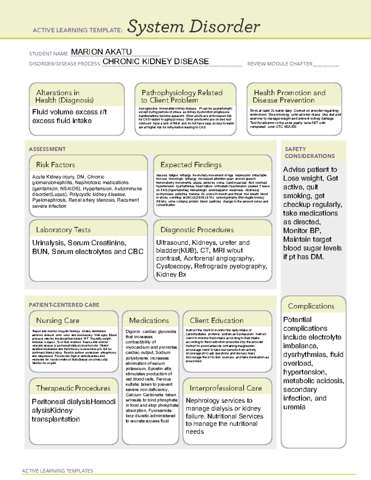 ATI System Disorder Template-3 - ACTIVE LEARNING TEMPLATES System ...