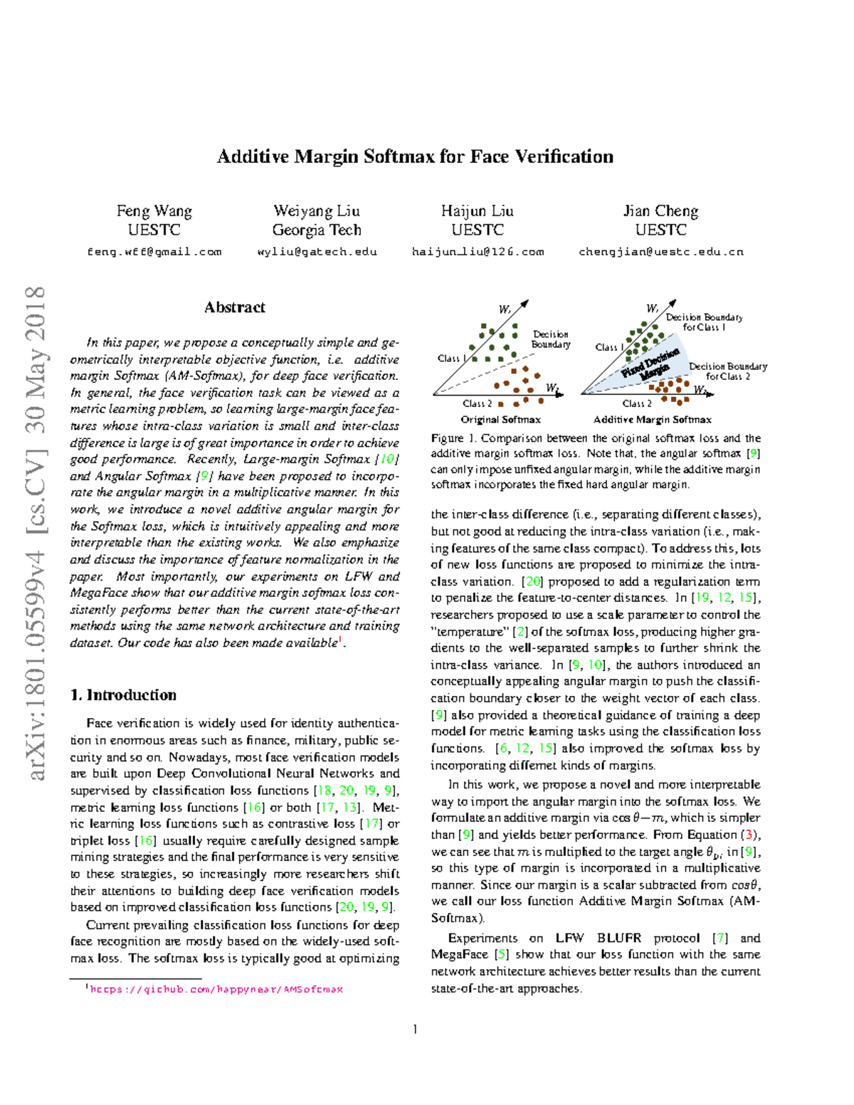 1801 Arxiv Submission Version Unknown - Additive Margin Softmax For ...