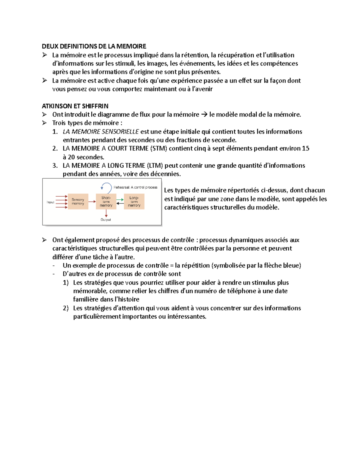Chapitre 5!!!!! - DEUX DEFINITIONS DE LA MEMOIRE La mémoire est le ...