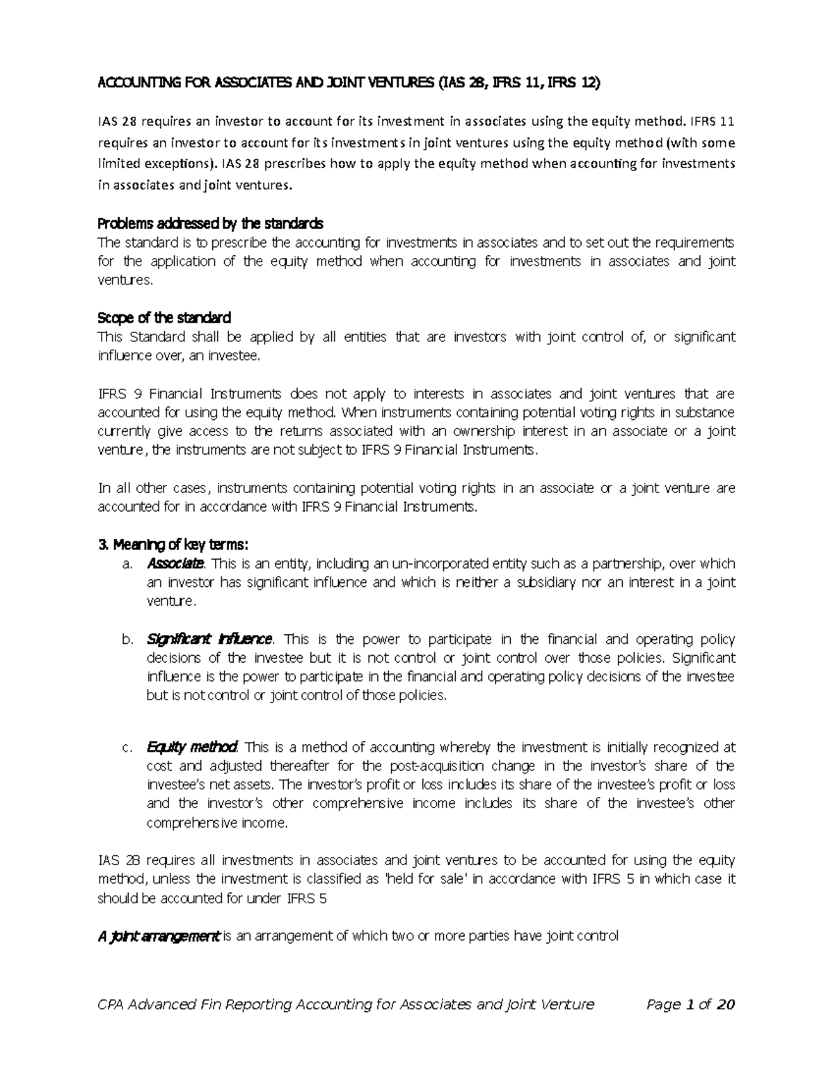 Topic 3 Accounting FOR Associates AND Joint Ventures - ACCOUNTING FOR ...