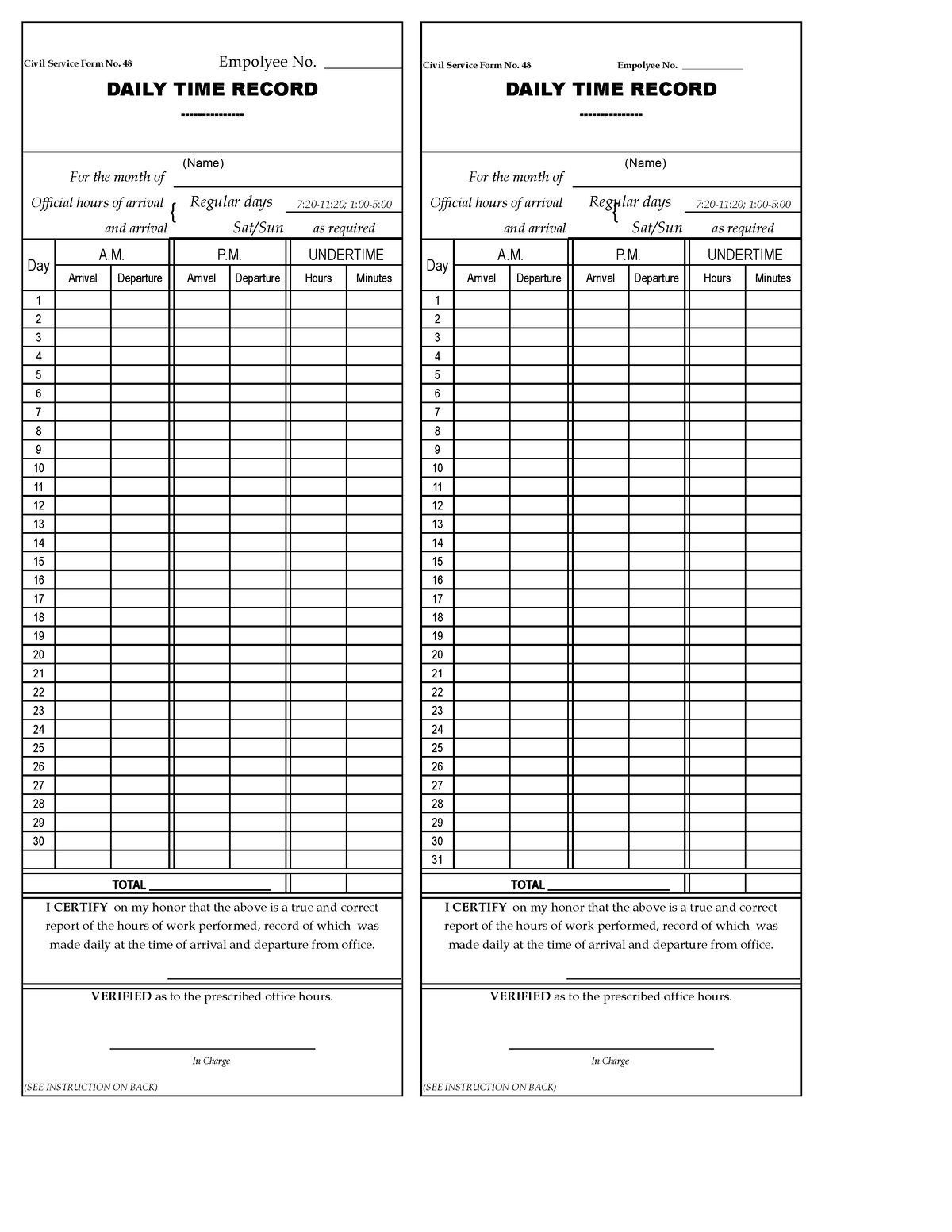 Pdfcoffee - You can use this - Civil Service Form No. 48 Empolyee No ...