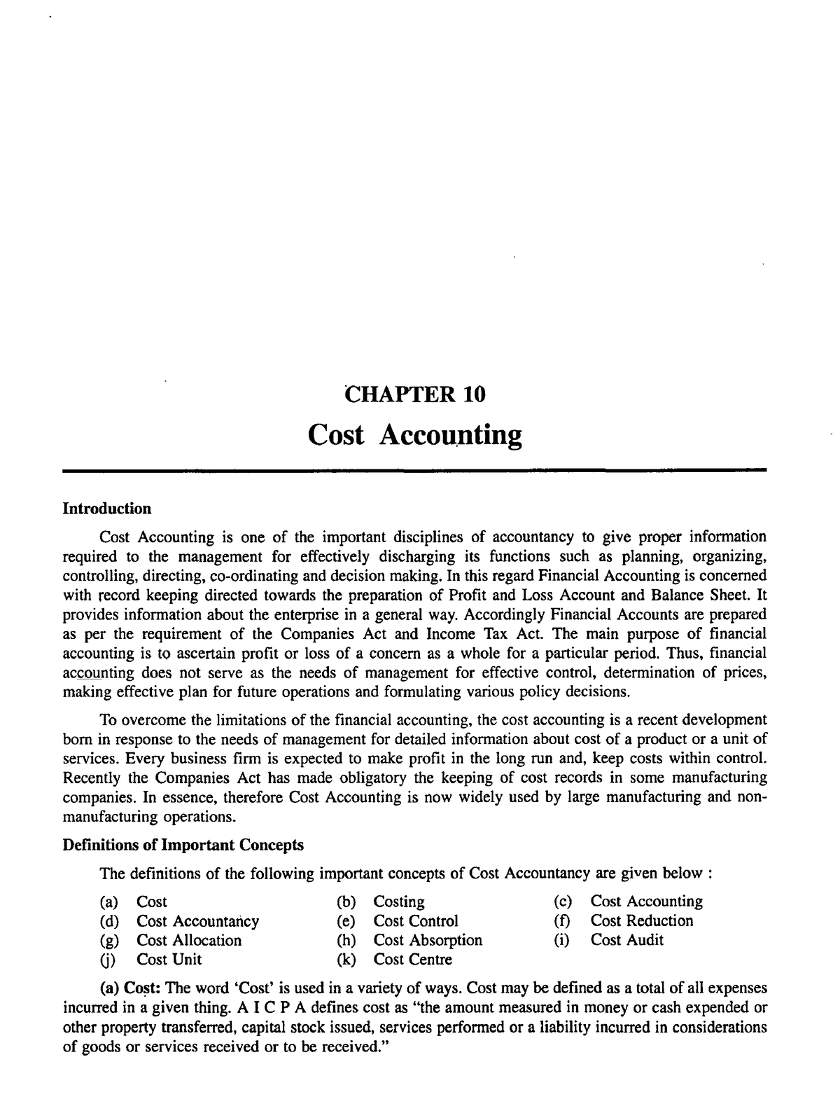 Cost Accounting.Definitions Of Important Concepts,Objectives Of Cost ...