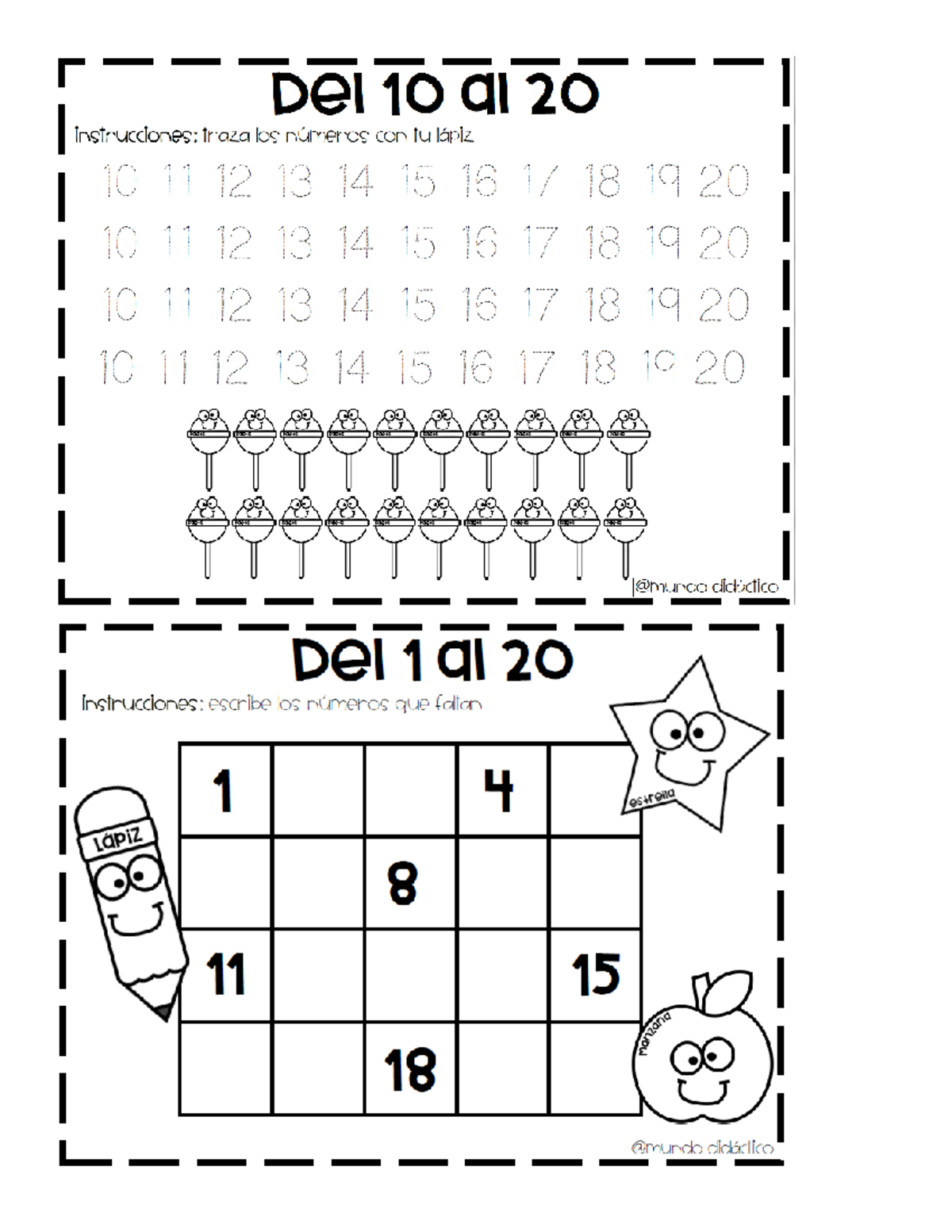 Actividades - Del 10 al 20 Instrucciones: trazalos números con tu lapiz ...