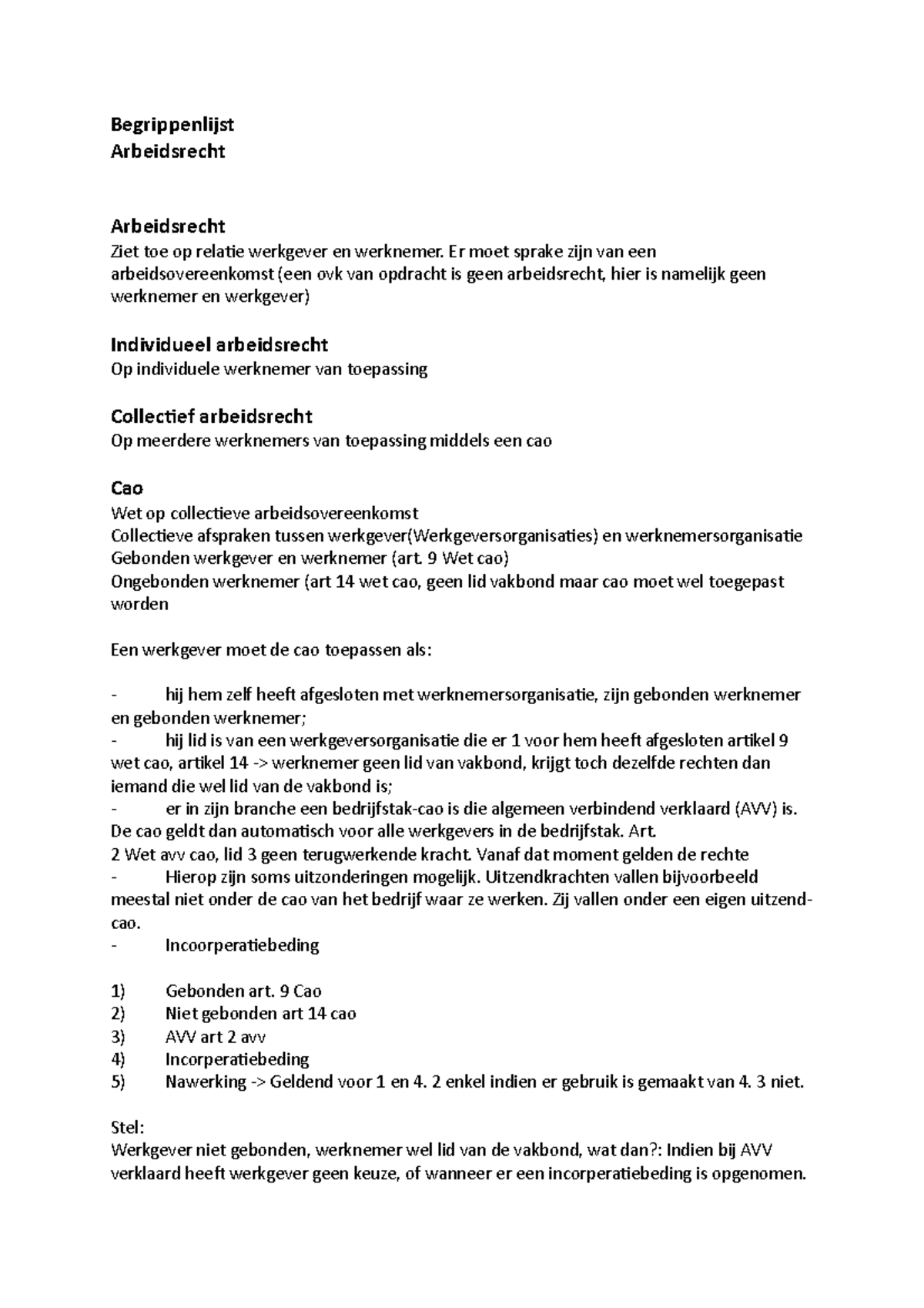 Begrippenlijst Arbeidsrecht 2 - Begrippenlijst Arbeidsrecht ...