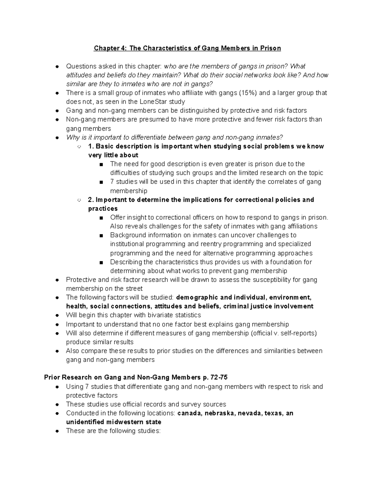 Characteristics of Gang Members in Prison Studocu