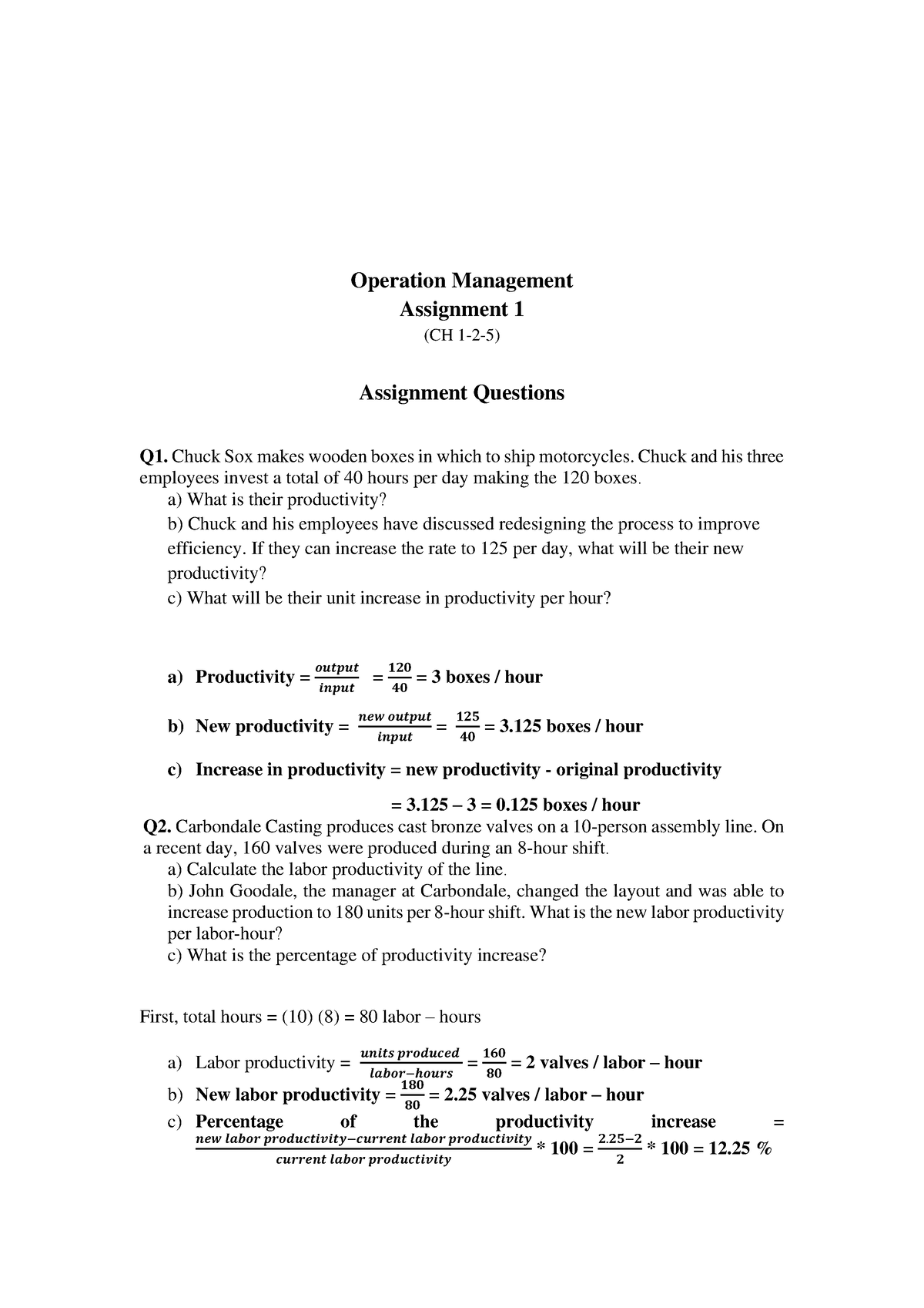 operation management assignment 1