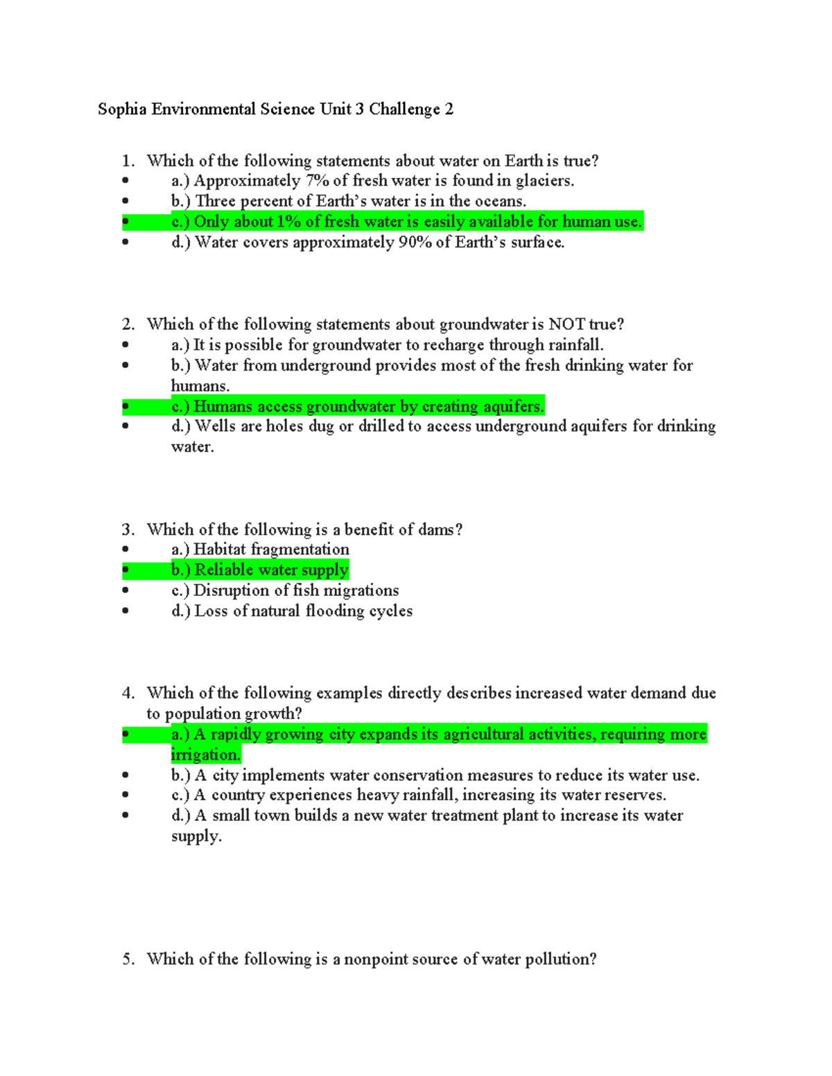 Sophia Environmental Science Unit 3 Challenge 2 - Sophia Environmental ...