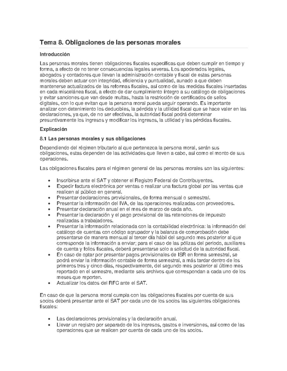Tema 8-11 Derecho Fiscal - Tema 8. Obligaciones de las personas morales ...