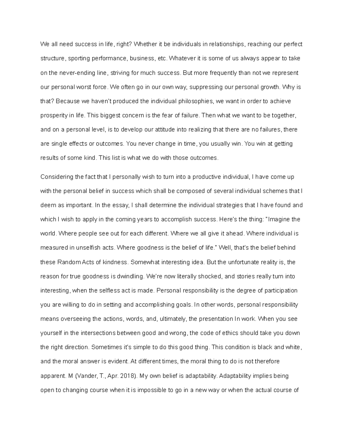 personal philosophy of success essay conclusion