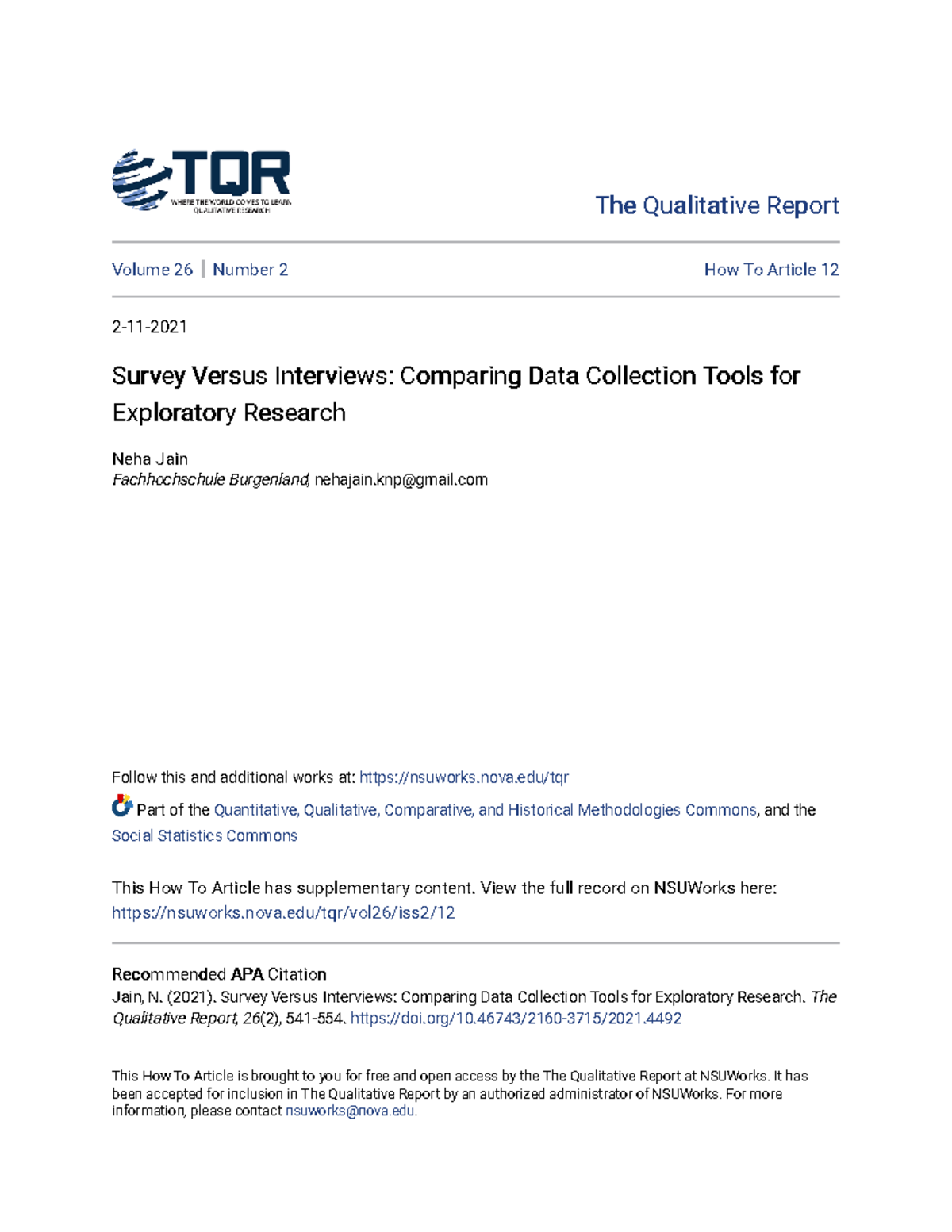 Survey Versus Interviews Comparing Data Collection Tools for Exp - The ...