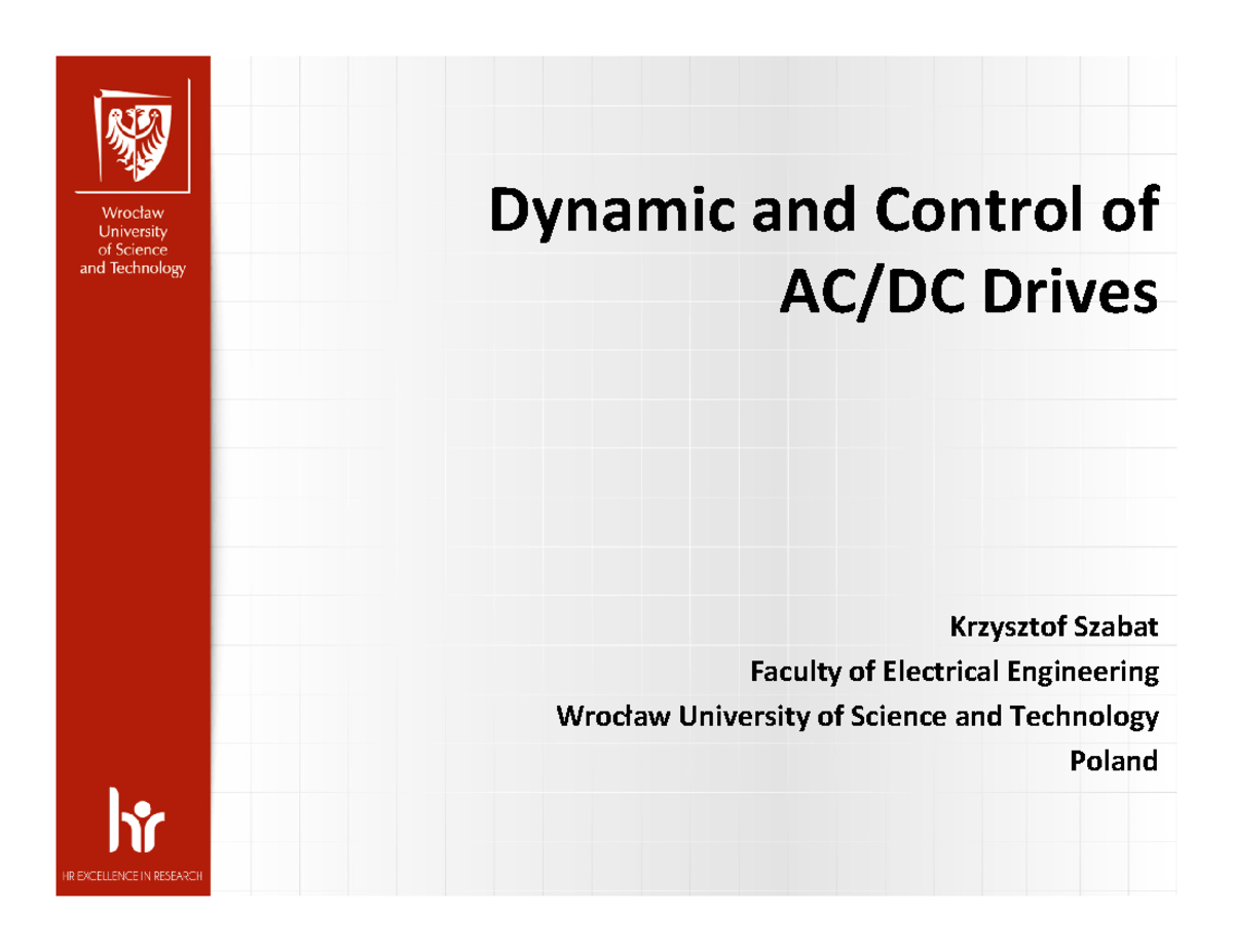 AC DC 1new - Wykład 1 - Dynamic and Control of AC/DC Drives Krzysztof ...