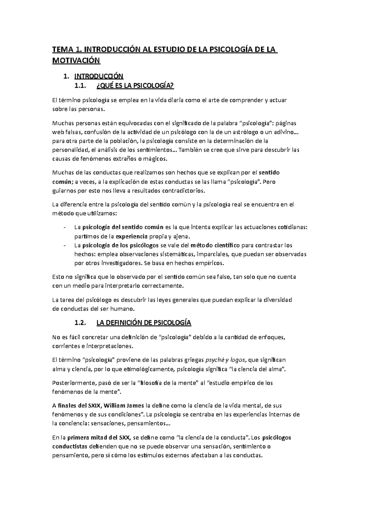 PSICOLOGÍA DE LA MOTIVACIÓN - TEMA 1. INTRODUCCIÓN AL ESTUDIO DE LA ...