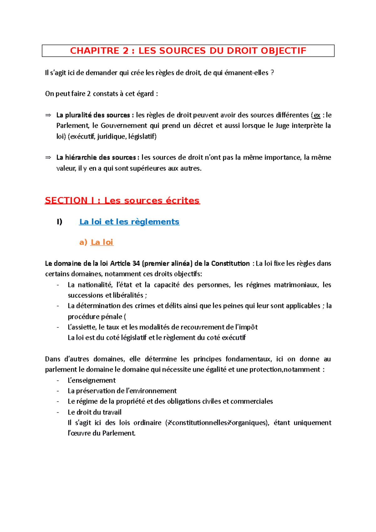 CM3 - cour magistral 3 - CHAPITRE 2 : LES SOURCES DU DROIT OBJECTIF Il ...