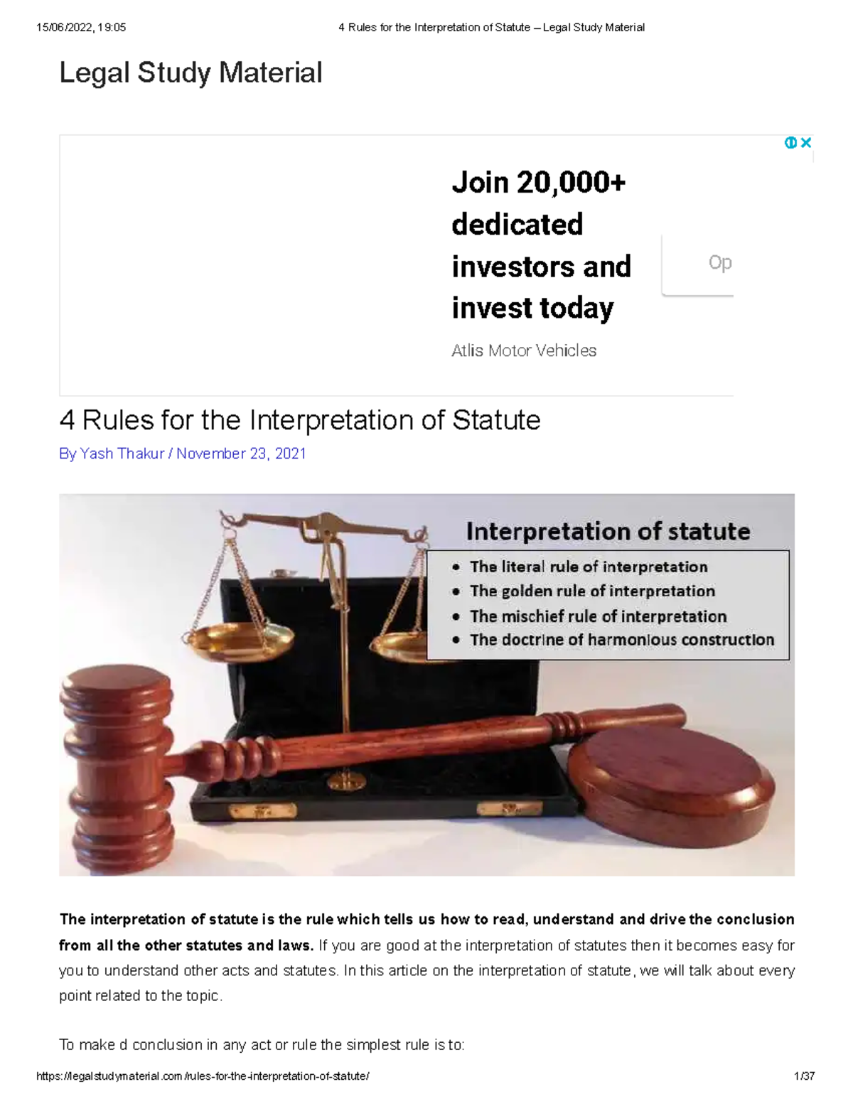 4 Rules For The Interpretation Of Statute – Legal Study Material - 4 ...