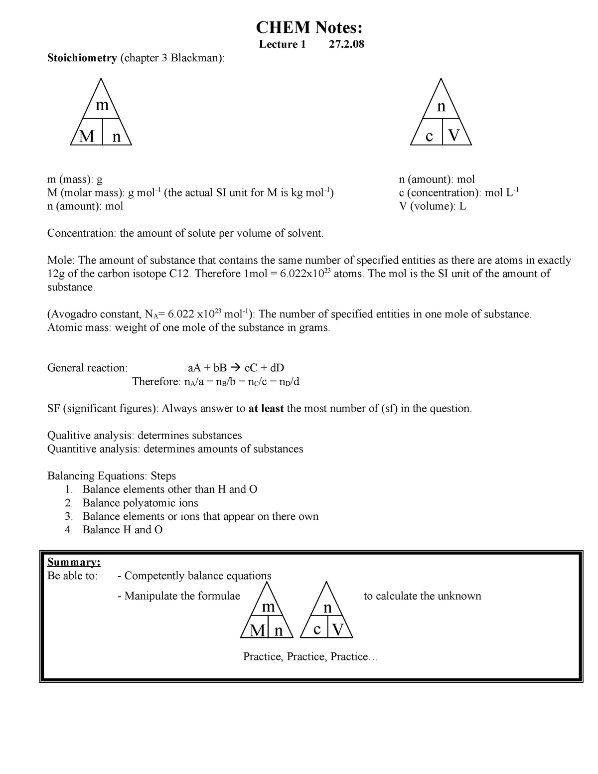 Chem191 Notes Summary Of All Modules Studocu