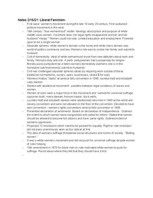 Notes 3 30 21 - professor Massey - Notes 3/30/21: Lesbian feminism pt 2 ...