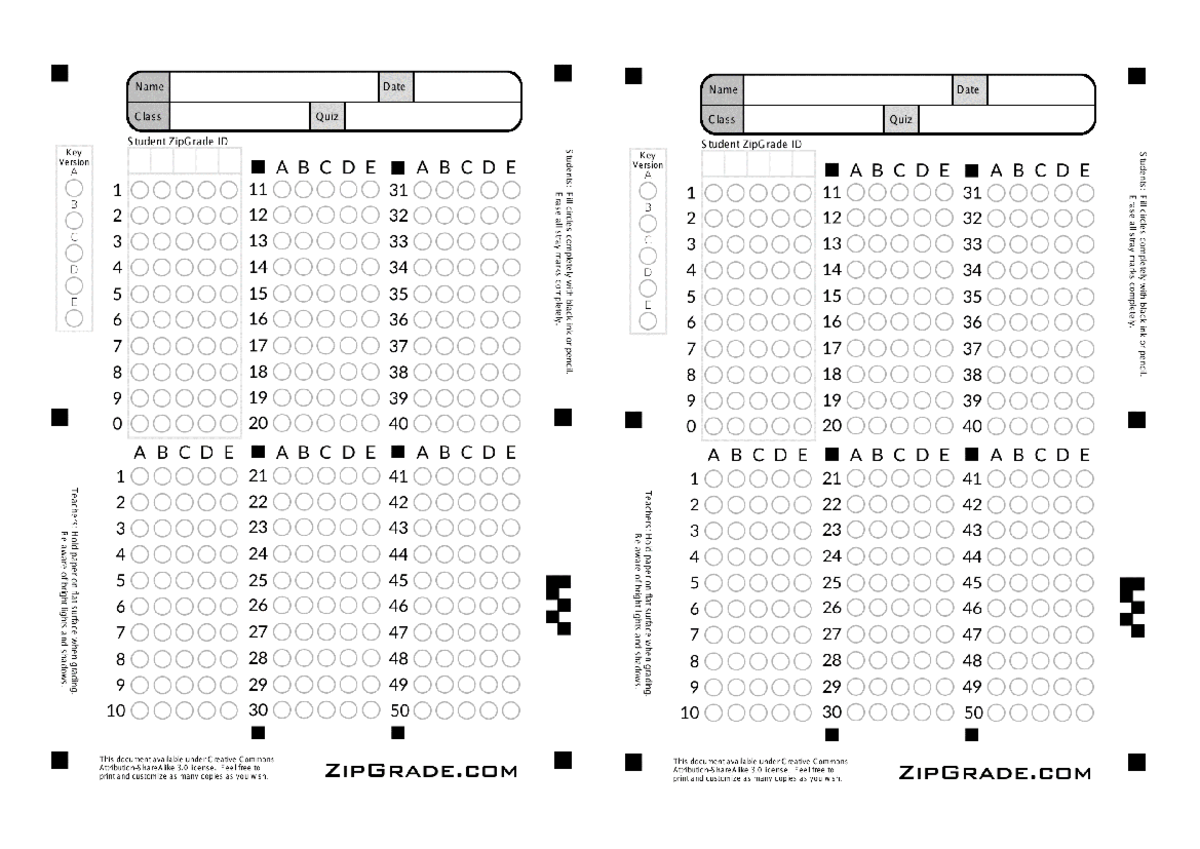 Zipgrade-answer-sheet - Intro to Psychology - Studocu