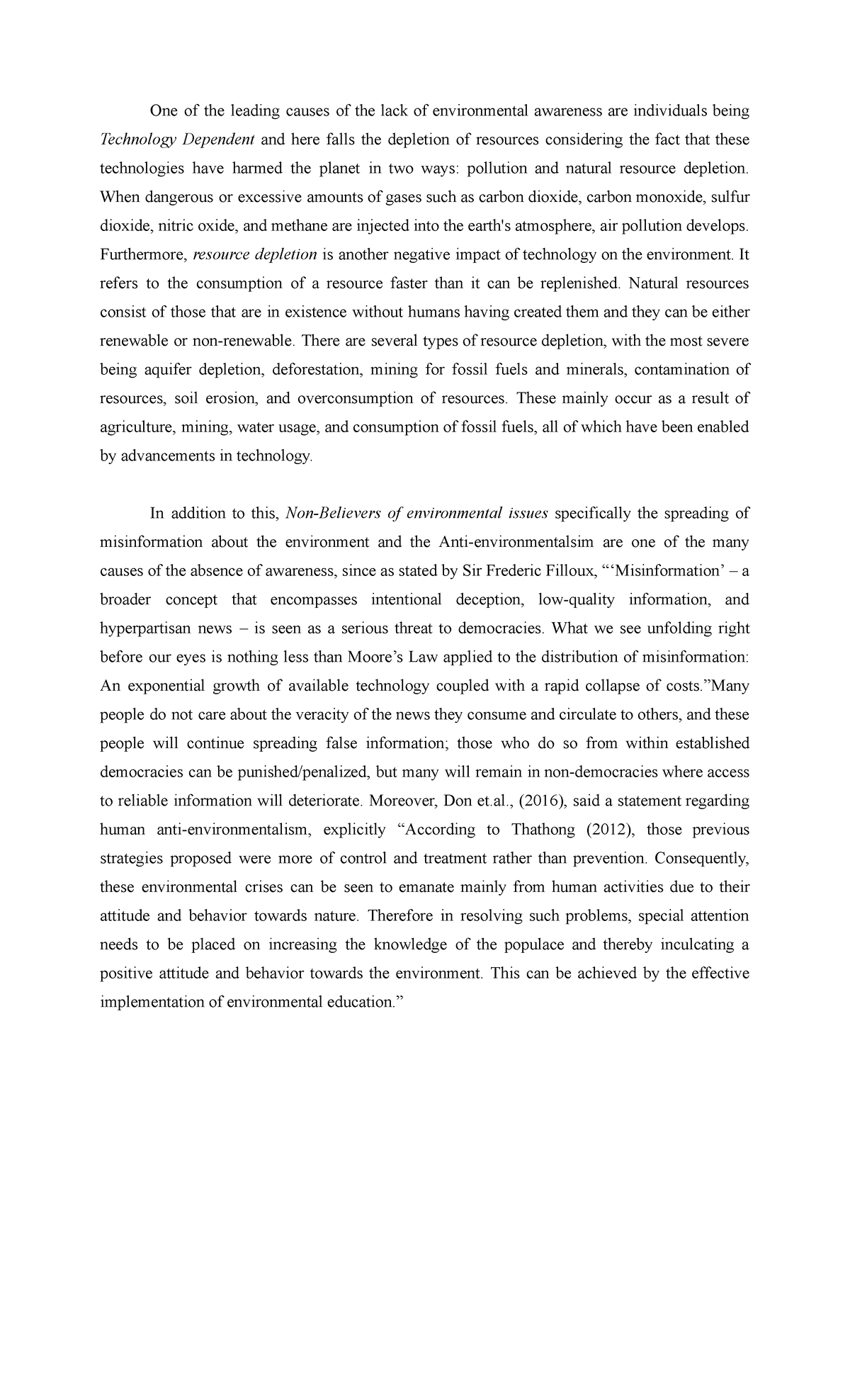 Envi-sci script - One of the leading causes of the lack of ...