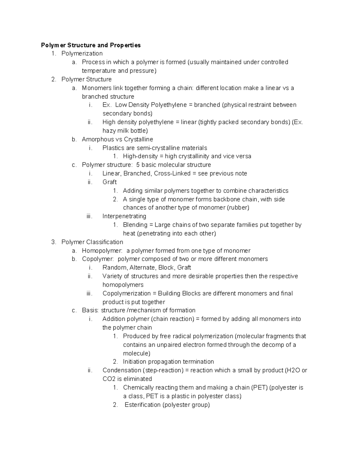 Chapter 2 Polymer Structure and Properties - Polymer Structure and ...