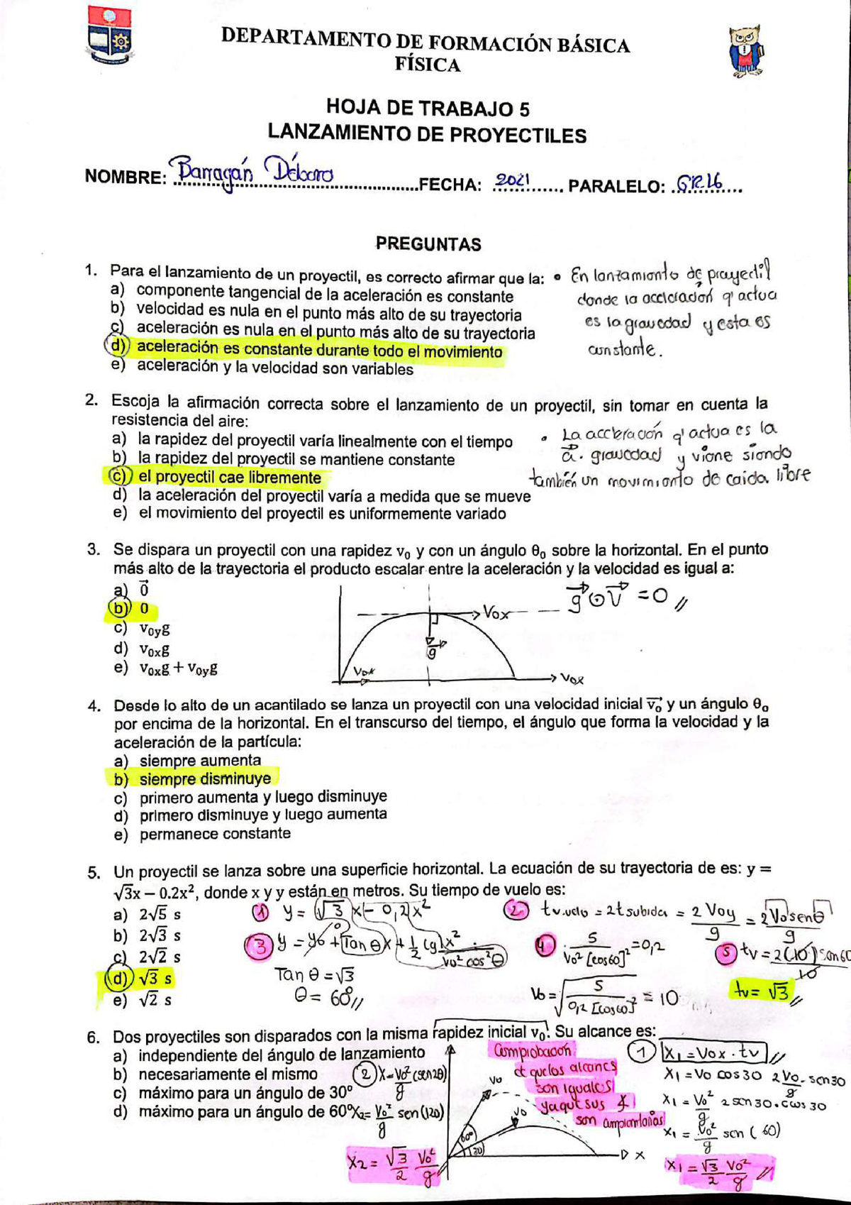 Hoja De Trabajo 5 Fisica-comprimido - Física General I - Studocu