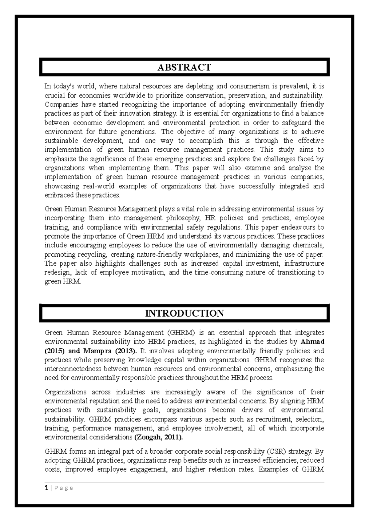 Human Resources and Total Quality Management Project - ABSTRACT In ...
