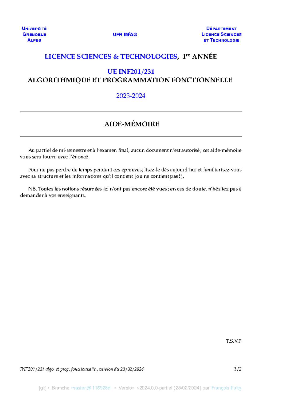 Aide-memoire etd - Aide mémoire - [git] • Branche master ...
