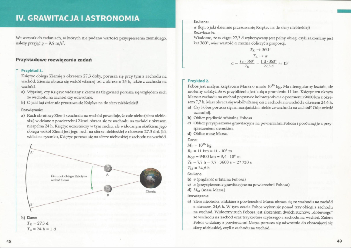 Sprawdzian Fizyka Astronomia I Grawitacja Dział IV-Grawitacja i astronomia - IV. GRAWITACJA I ASTRONOMIA Szukane