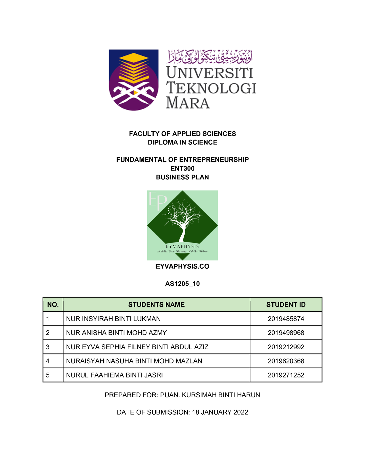 applied science business plan