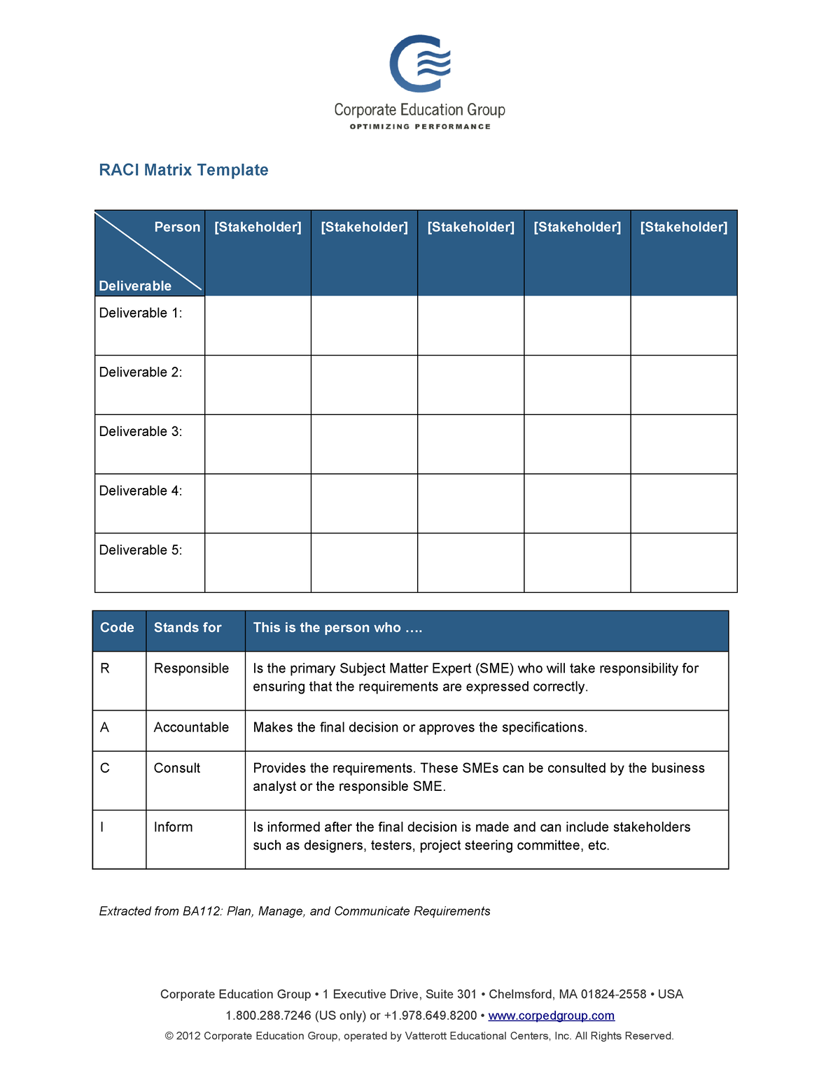 RACI Matrix Template - Traceability Worksheet - RACI Matrix Template ...