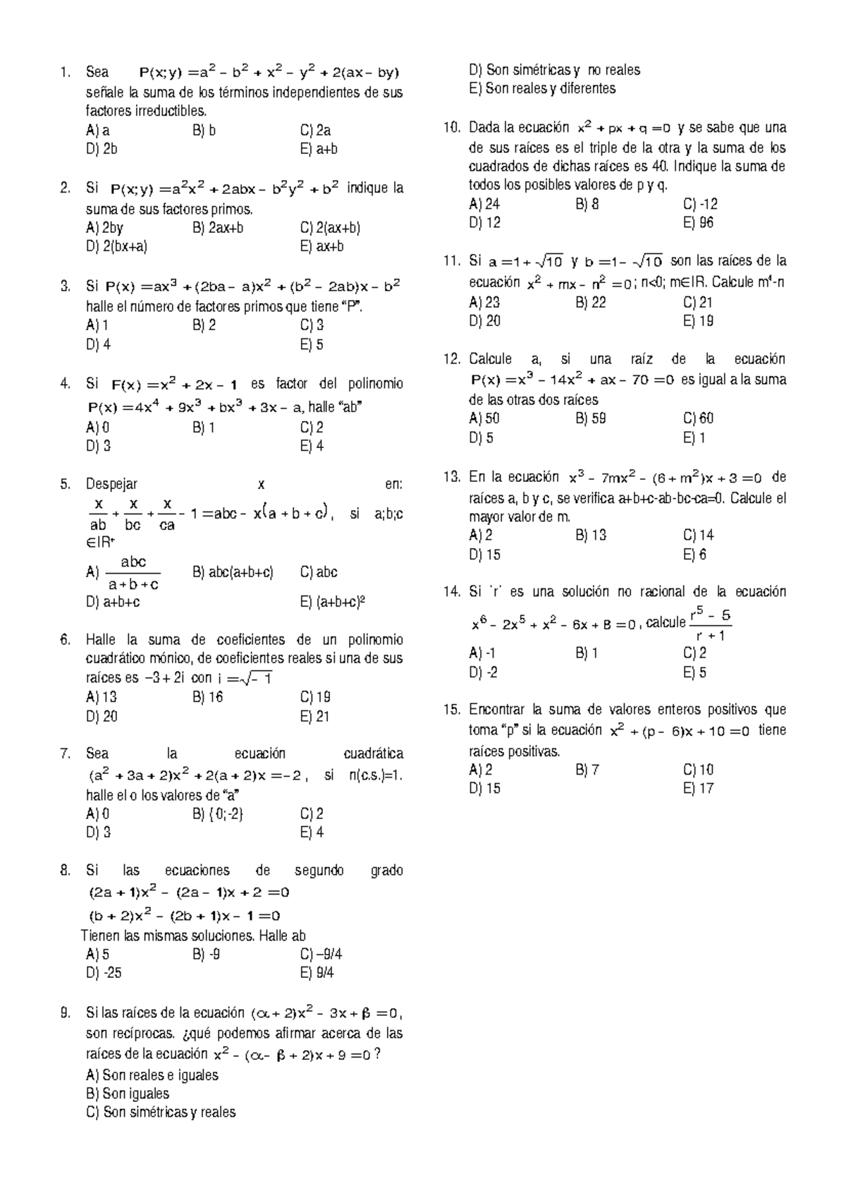 Algebra 03º Pd Repaso Sm Studocu