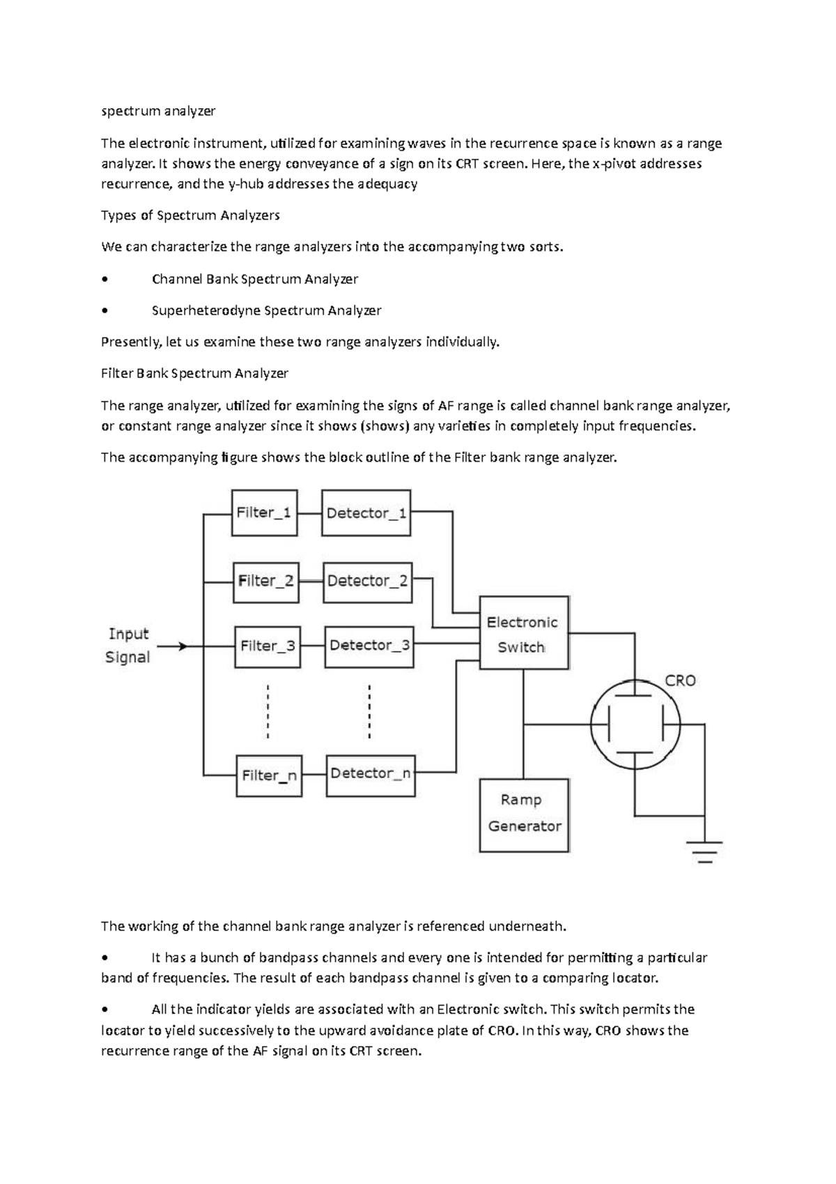 Types of spectrum analyzer spectrum analyzer The electronic