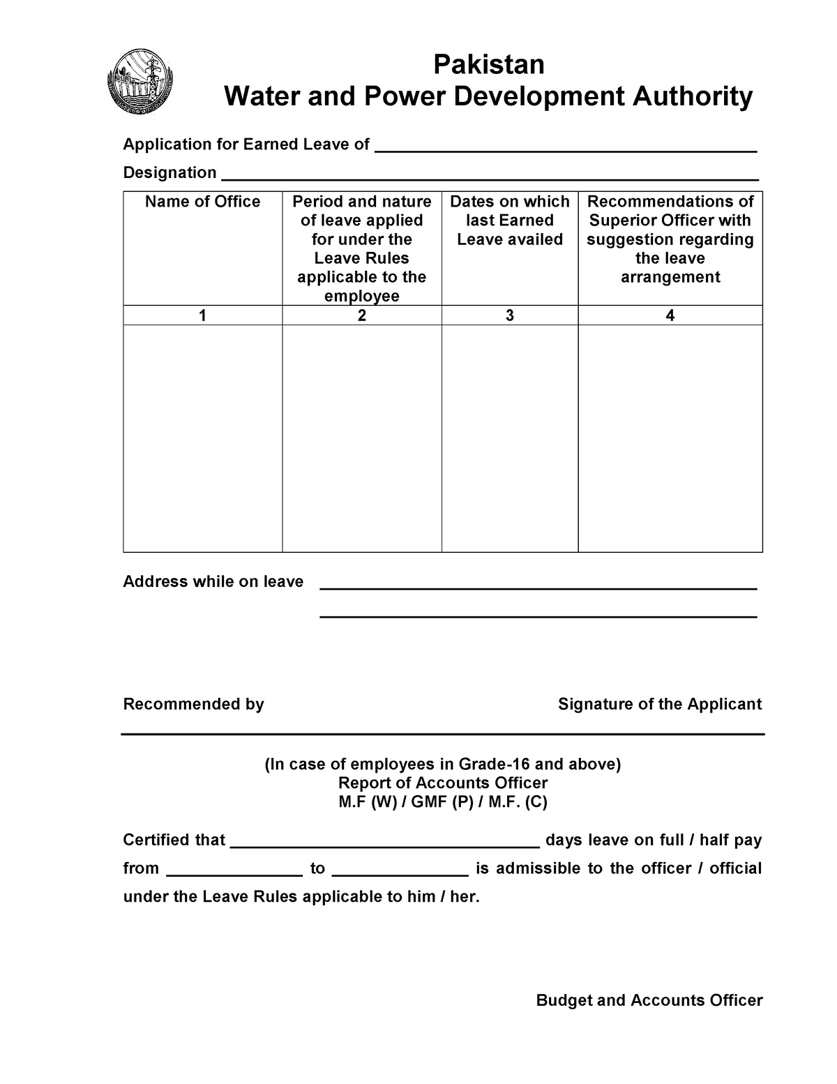 earned-leave-form-its-a-course-related-material-pakistan-water-and