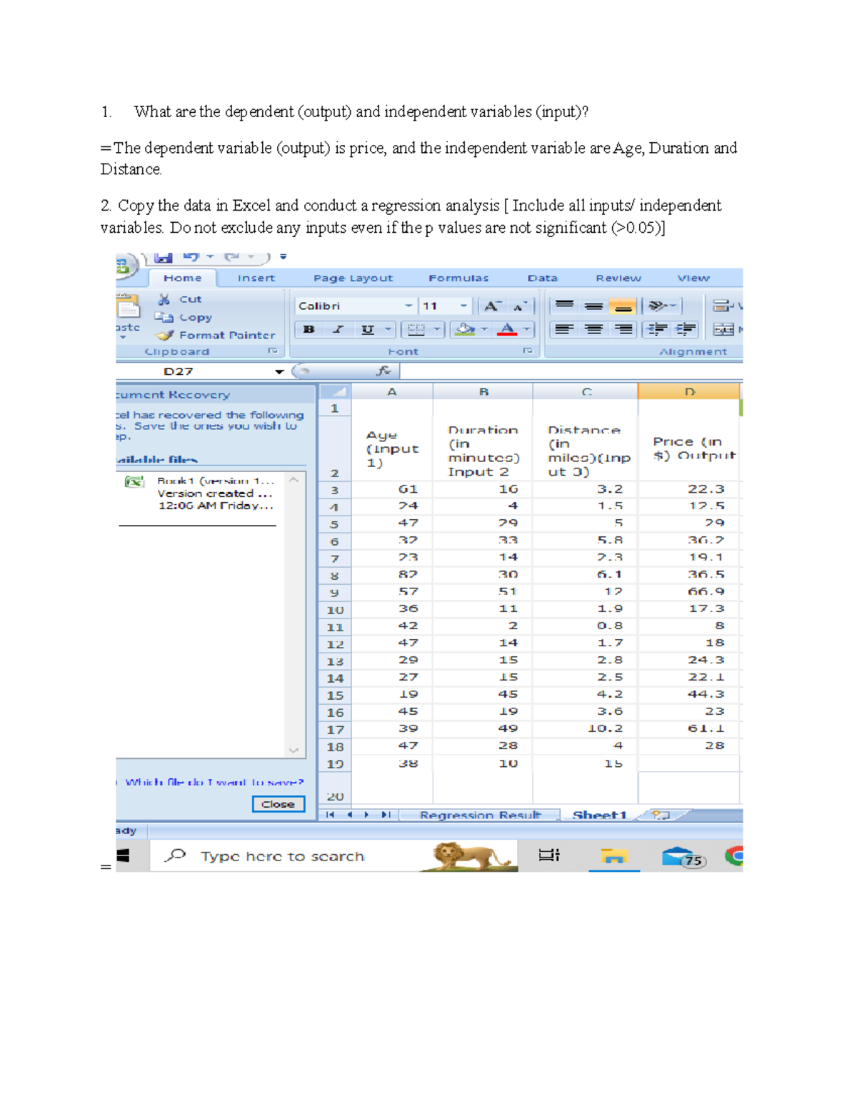 Assignment NO-2 Regression Analysis, Farzana Kaisar, Student NO-2234784 ...