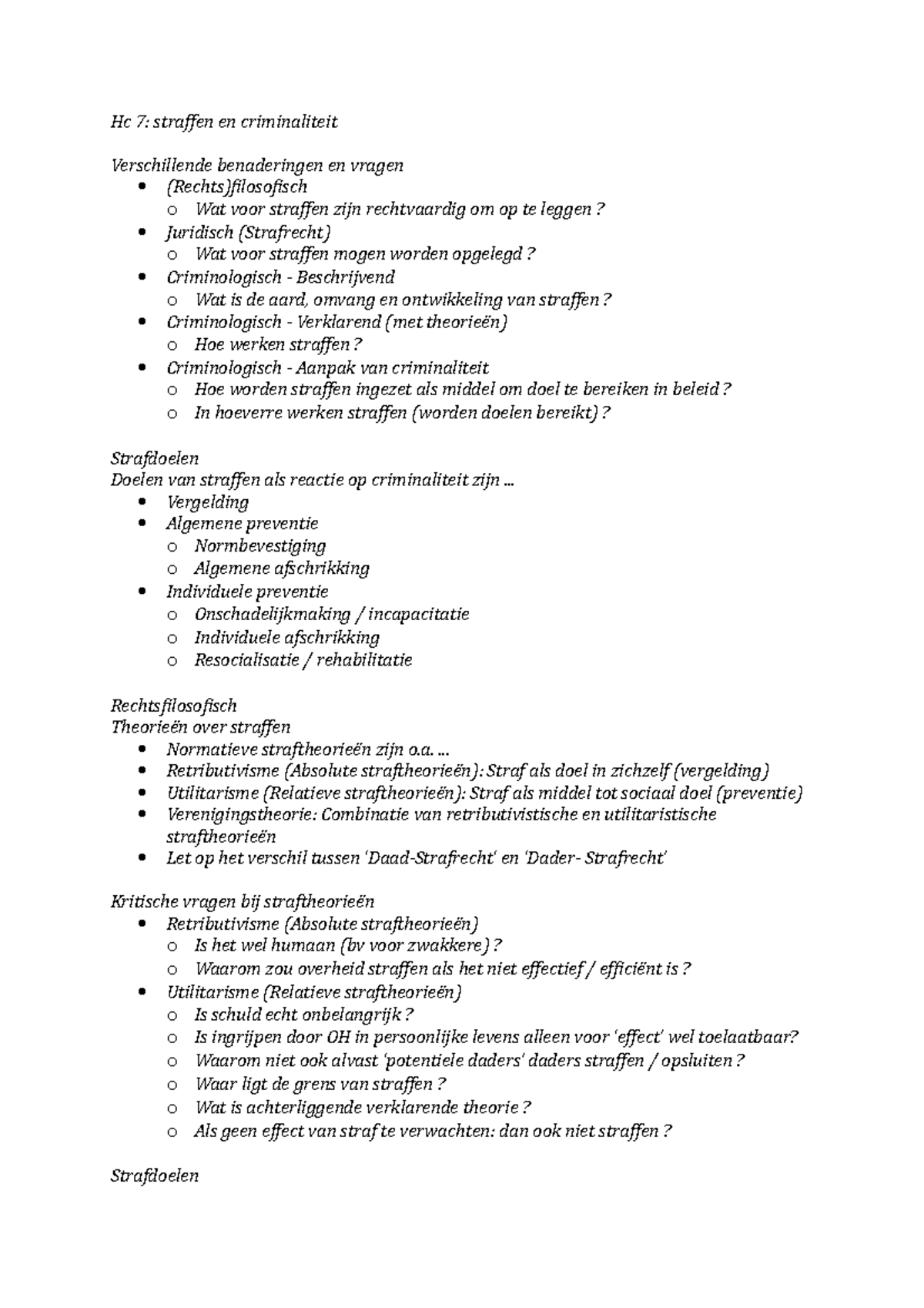 Hc 7 Inleiding Criminologie - Hc 7: Straffen En Criminaliteit ...