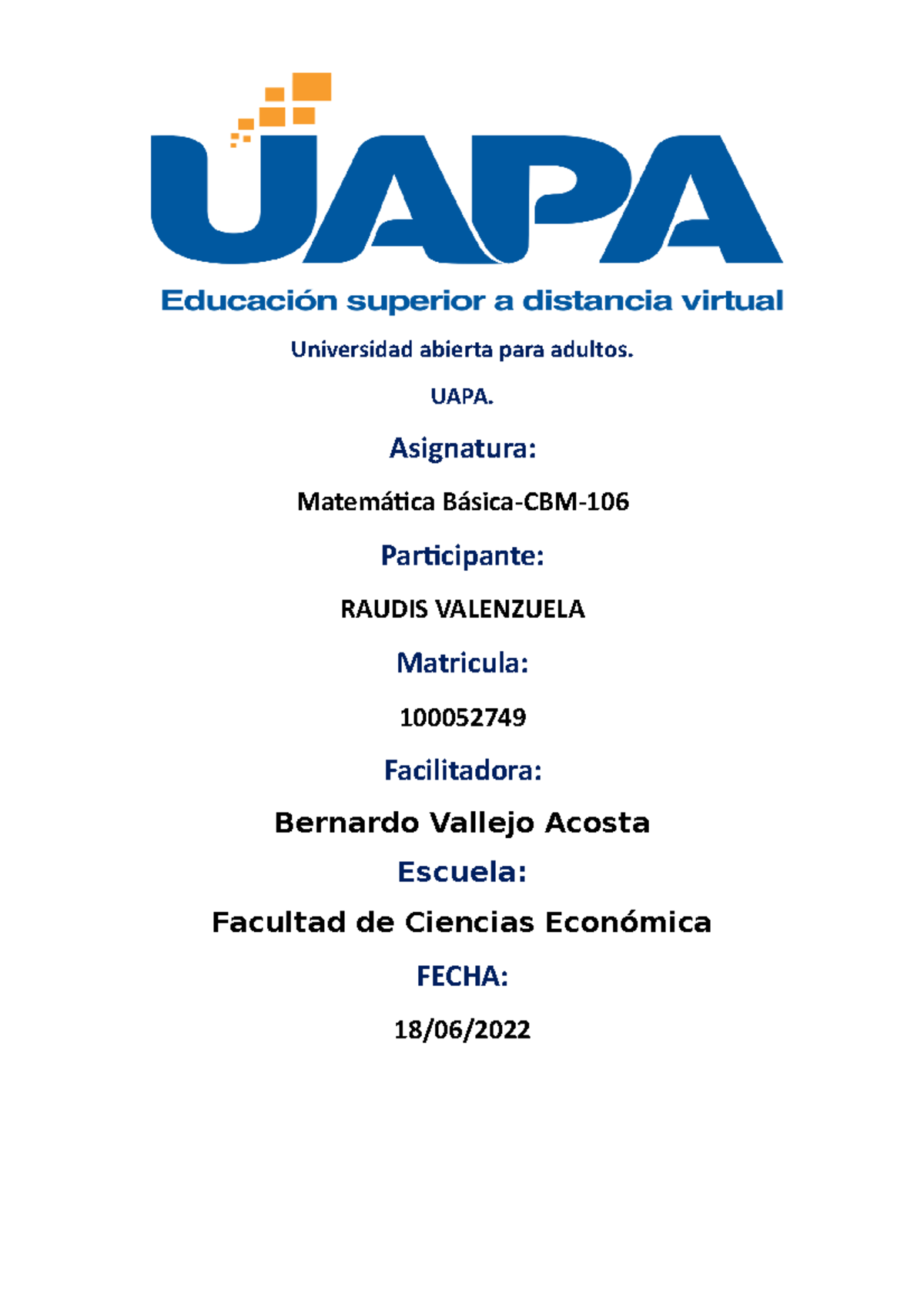 Trabajo FINA Matematica B^ - Universidad Abierta Para Adultos. UAPA ...